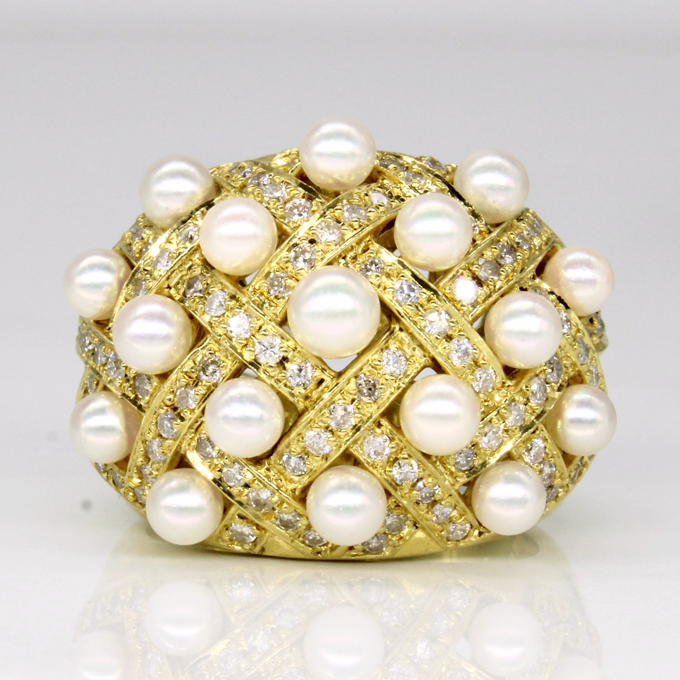 Diamond & Pearl Cocktail Ring | 0.75ctw | SZ 6.5 |