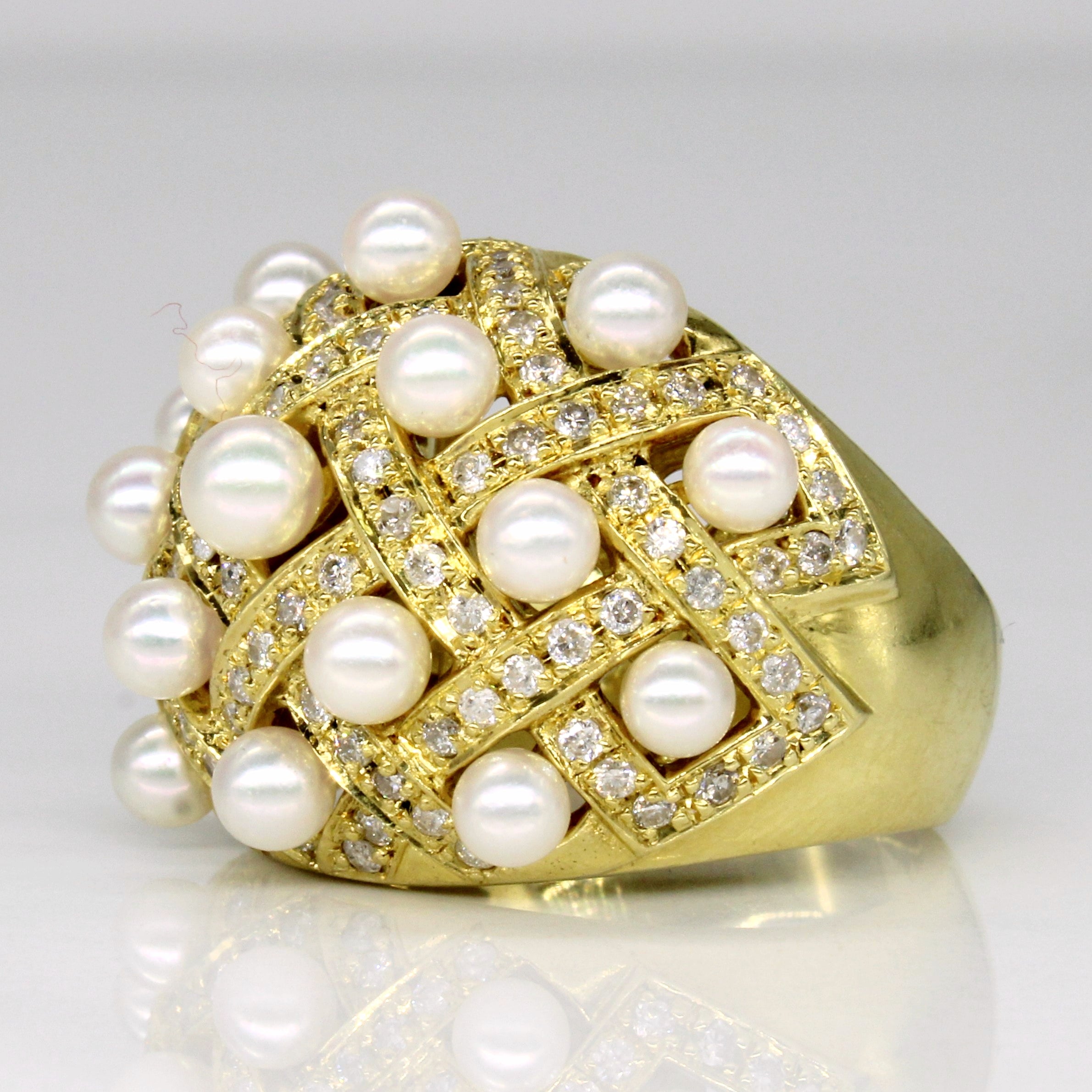 Diamond & Pearl Cocktail Ring | 0.75ctw | SZ 6.5 |