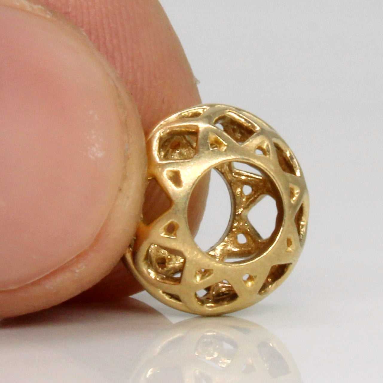 14k Yellow Gold Lattice Bracelet Charm