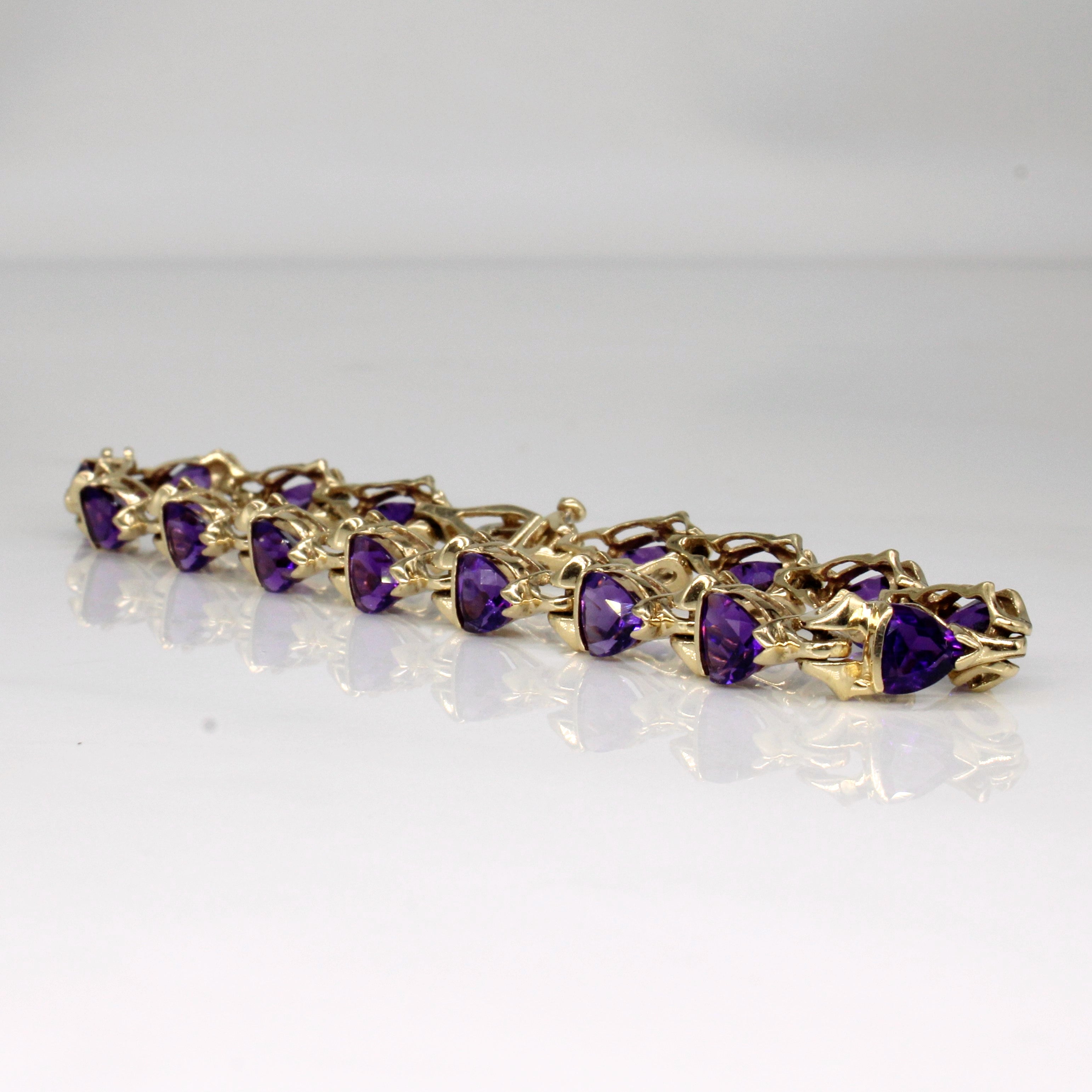 Trillion Cut Amethyst Bracelet | 4.00ctw | 7" |