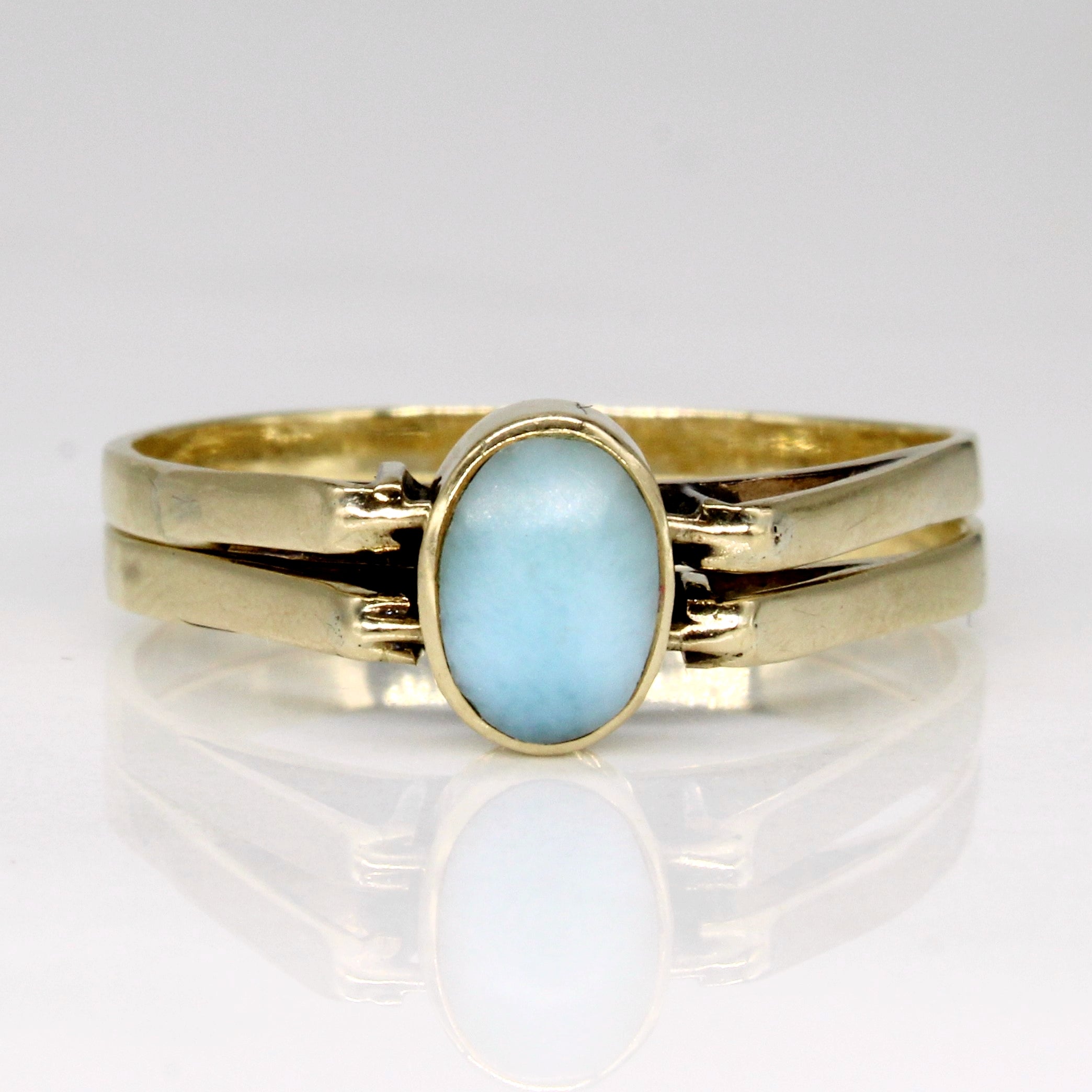 Bague réversible en larimar et ambre | 0,70 ct, 0,40 ct | Taille 11 |