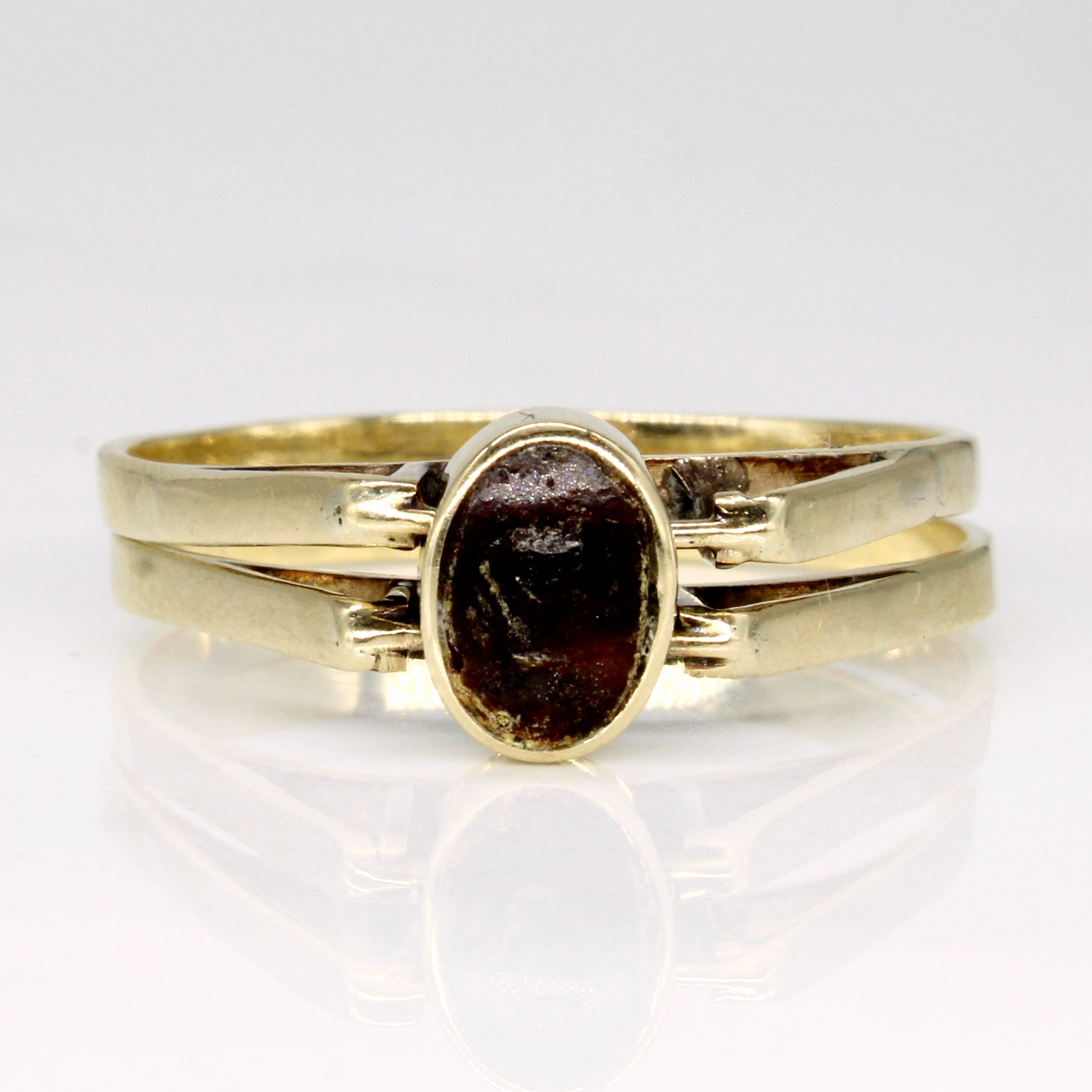 Bague réversible en larimar et ambre | 0,70 ct, 0,40 ct | Taille 11 |