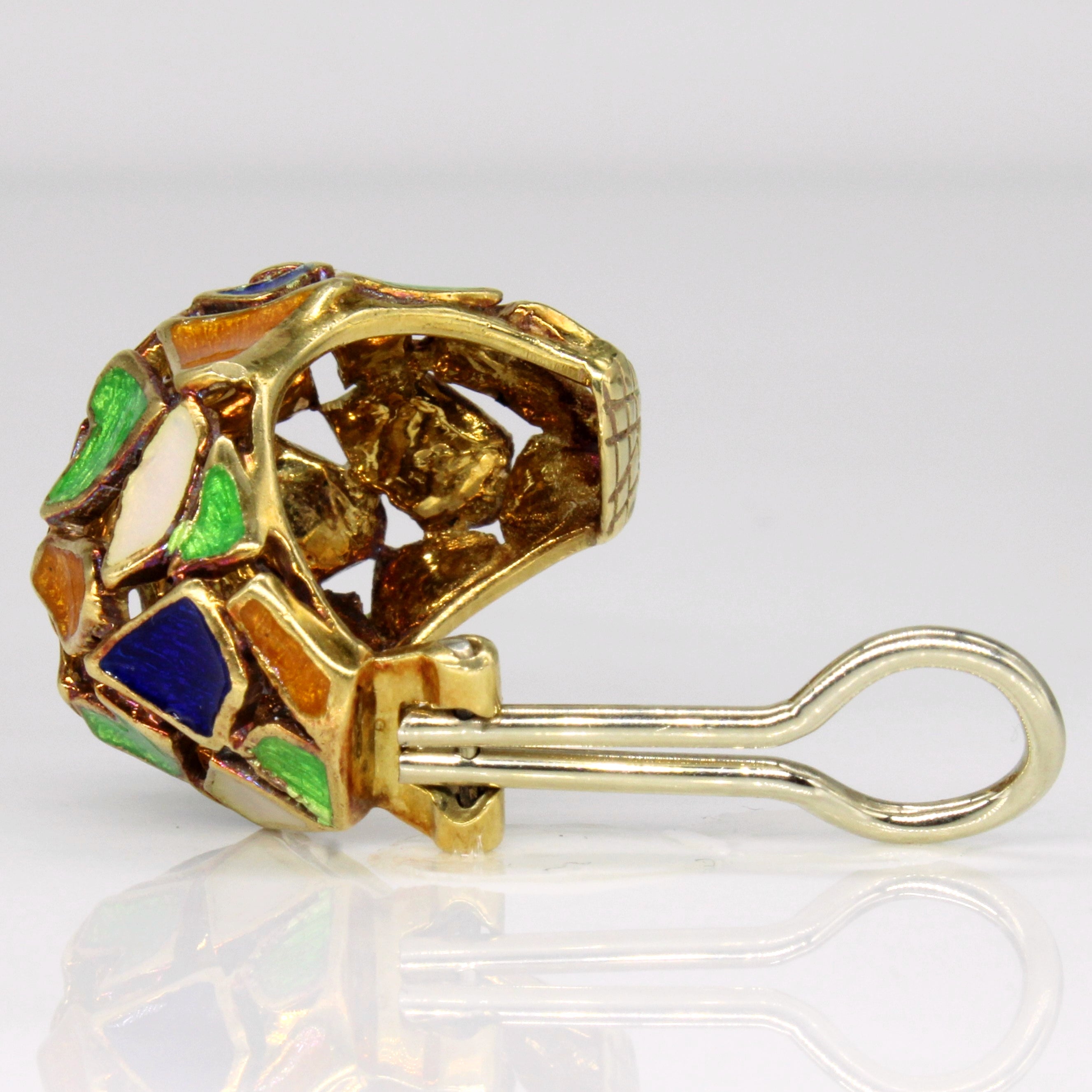 18k Yellow Gold Enamel Earrings