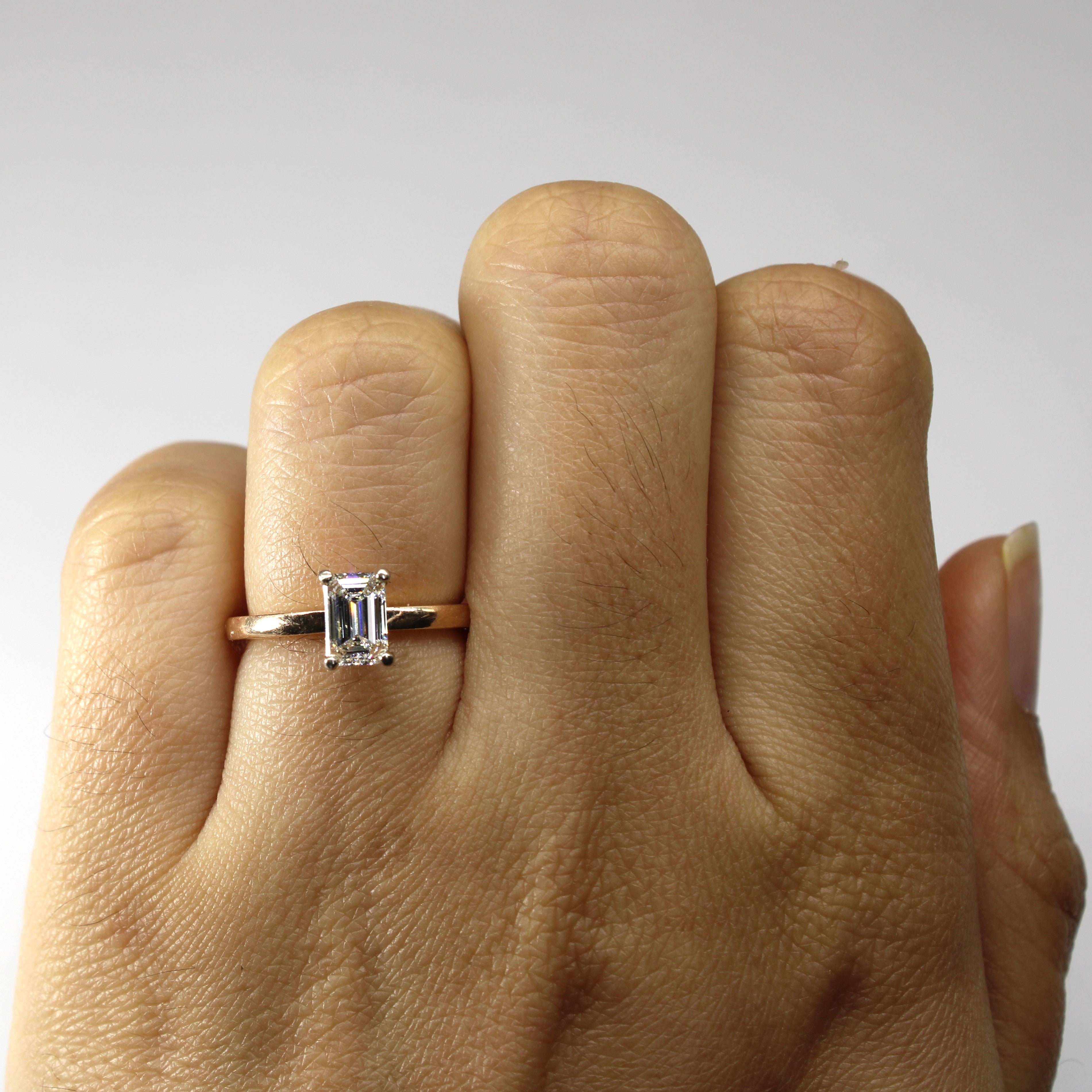 Solitaire Emerald Diamond Ring | 0.72ct VVS2 H | SZ 4.5 |