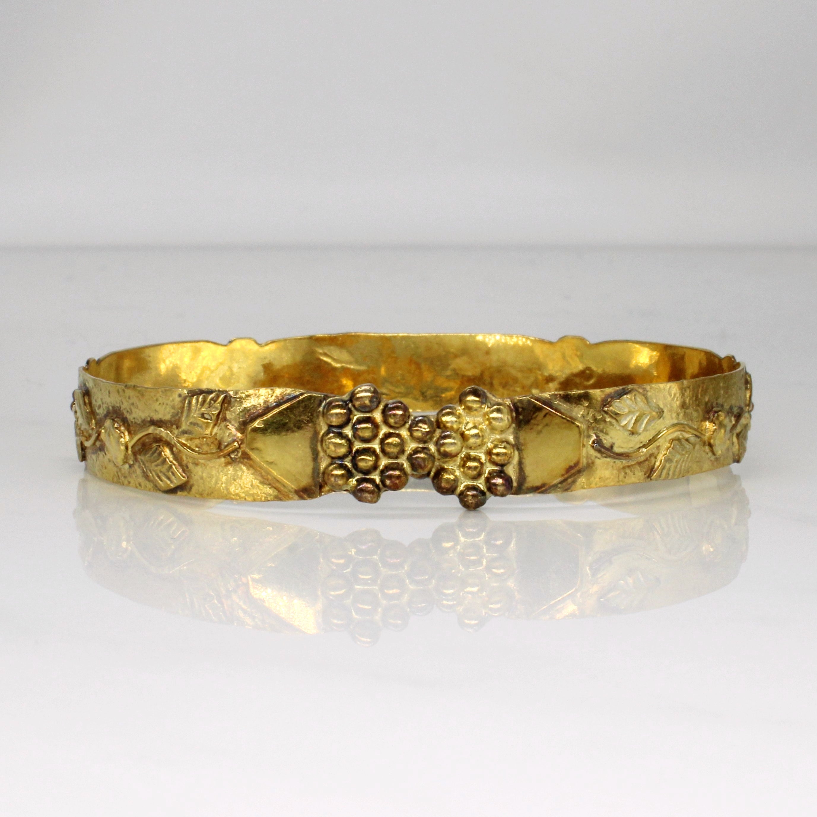 Bracelet ouvert en or jaune 9 carats motif vigne | 8,5" |