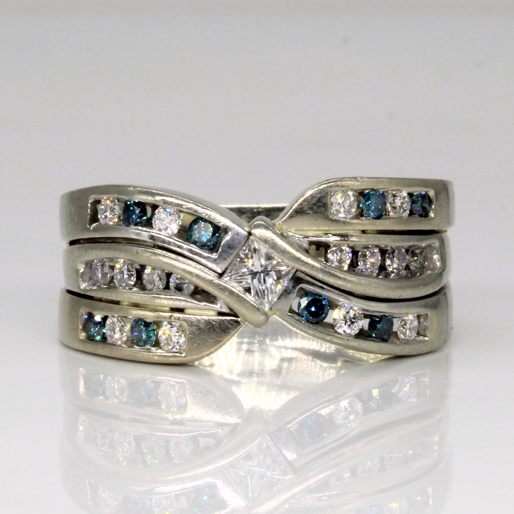 Blue & Natural Diamond Channel Set Ring | 0.80ctw | SZ 11.5 |