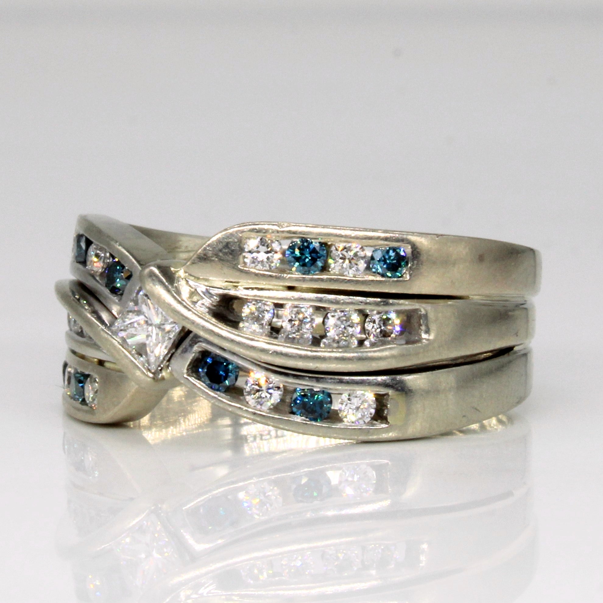 Blue & Natural Diamond Channel Set Ring | 0.80ctw | SZ 11.5 |