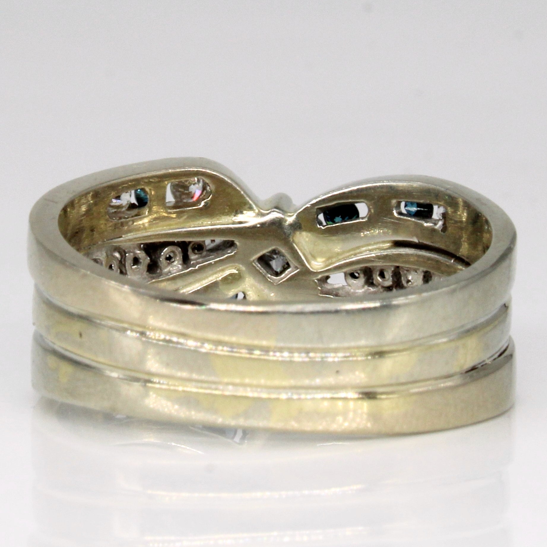 Blue & Natural Diamond Channel Set Ring | 0.80ctw | SZ 11.5 |