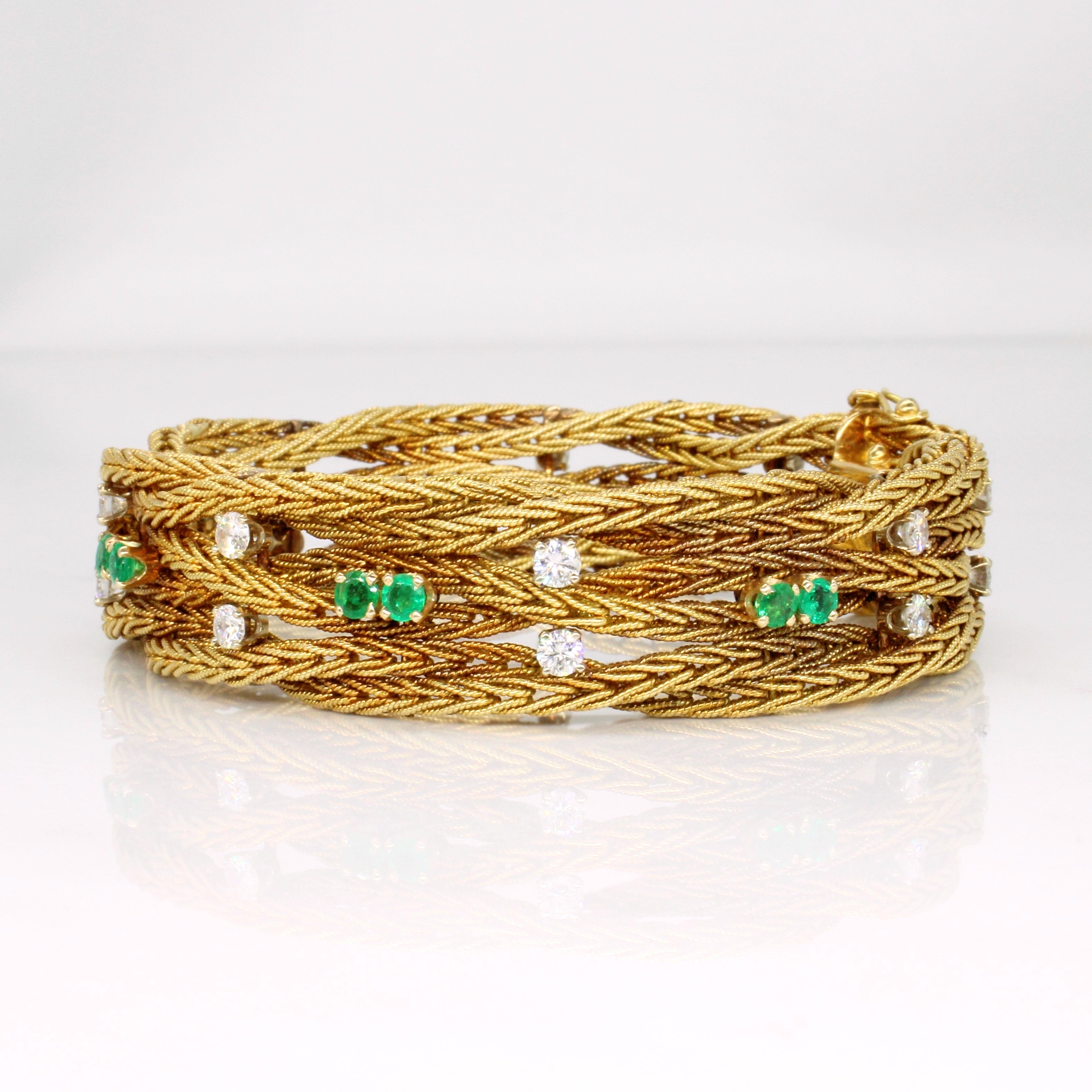 Diamond & Emerald Woven Bracelet | 1.60ctw, 0.80ctw | 7.25" |