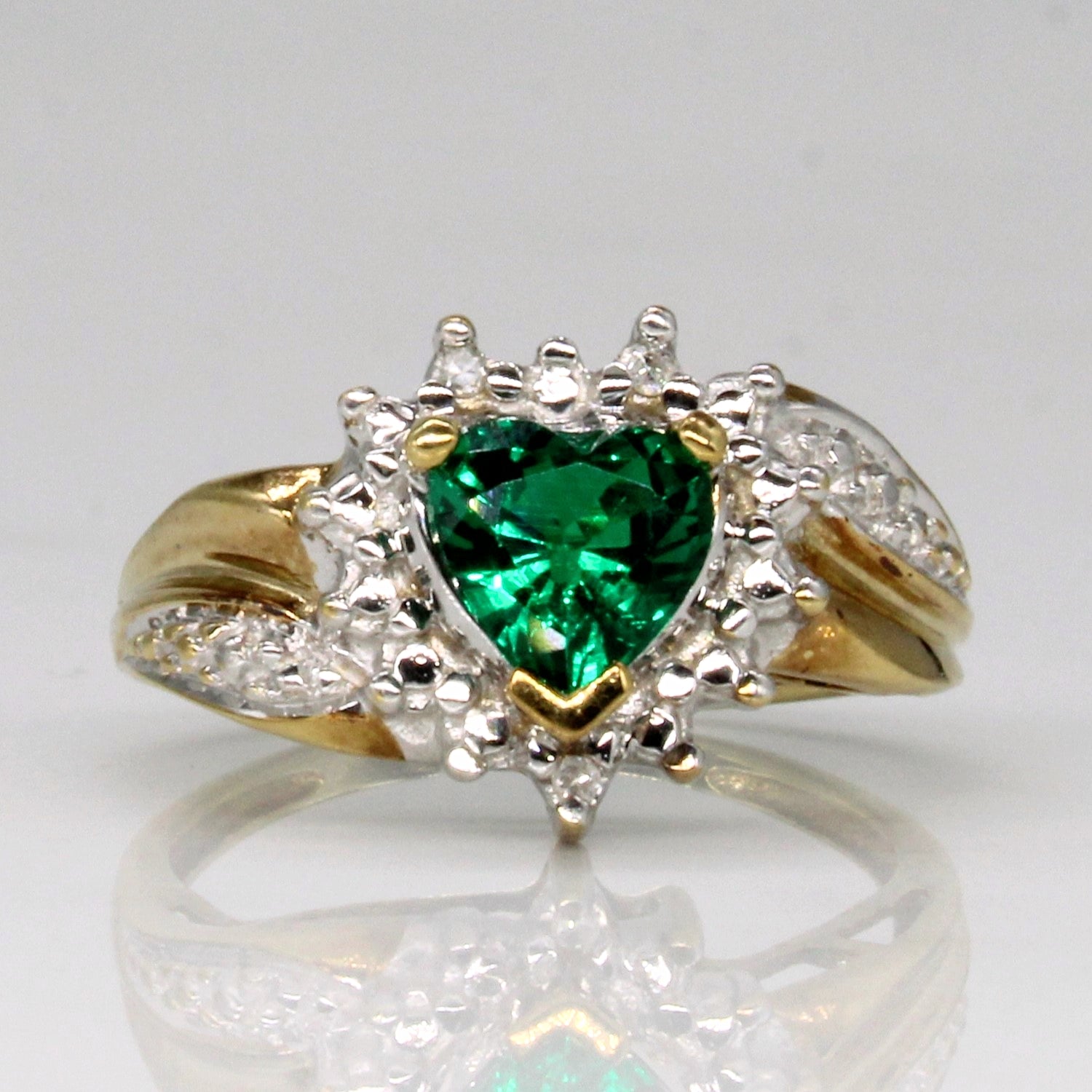 Synthetic Emerald & Diamond Cocktail Ring | 0.70ct, 0.02ctw | SZ 4.75 |