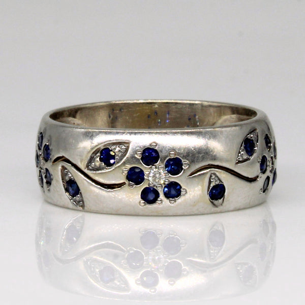 Sapphire & Diamond Floral Design Ring | 0.21ctw, 0.03ctw | SZ 7.75 |