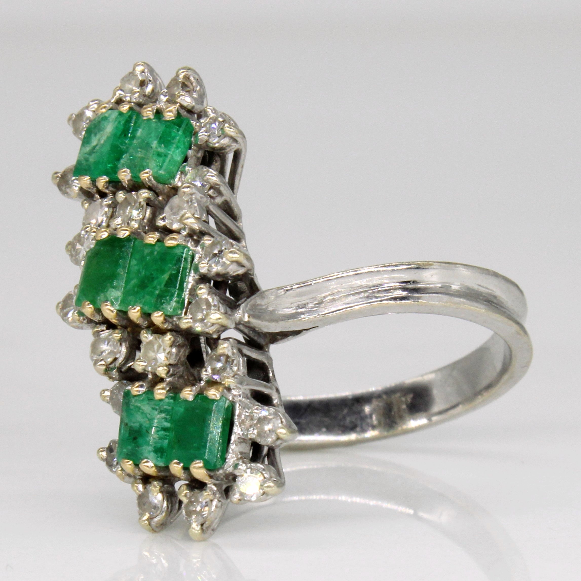 Emeralds & Diamond Cocktail Ring | 1.00ctw, 0.38ctw | SZ 7.25 |