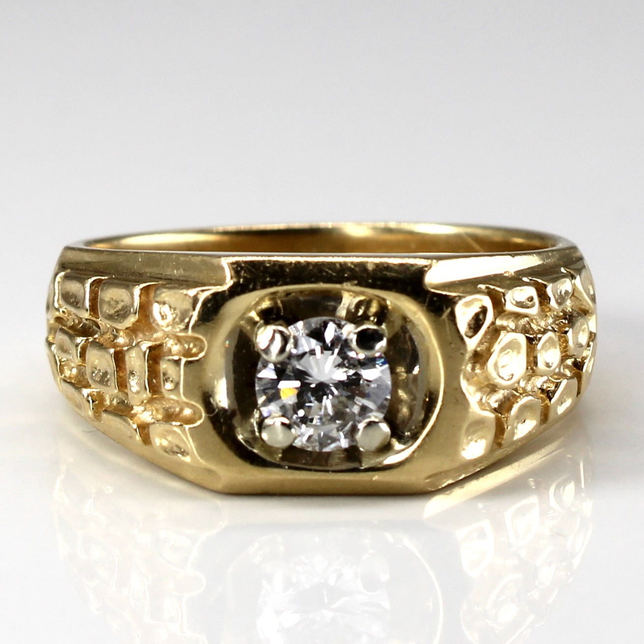 Bague solitaire texturée en diamant | 0,65 ct SI2 I/J | Taille 10,75 |