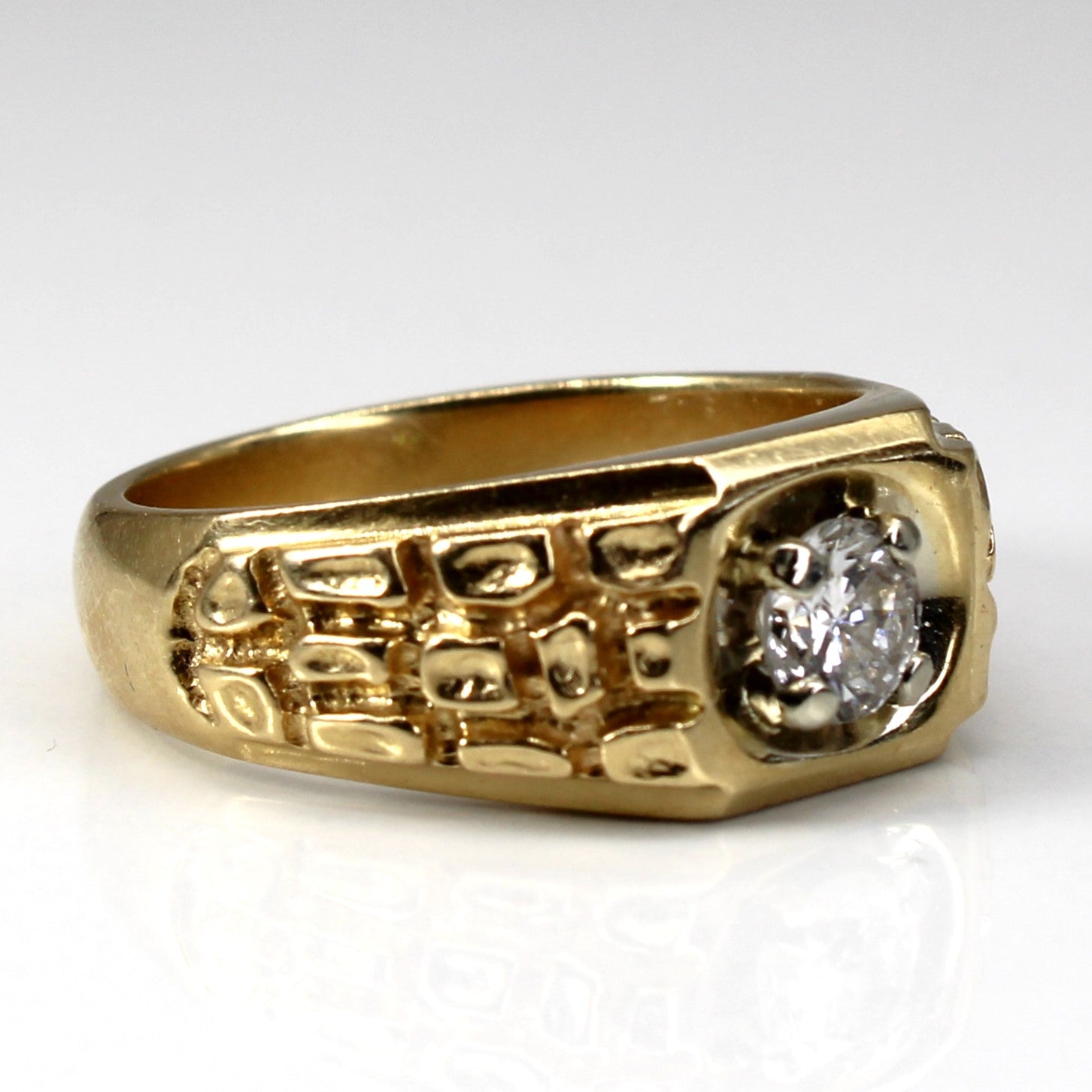 Bague solitaire texturée en diamant | 0,65 ct SI2 I/J | Taille 10,75 |