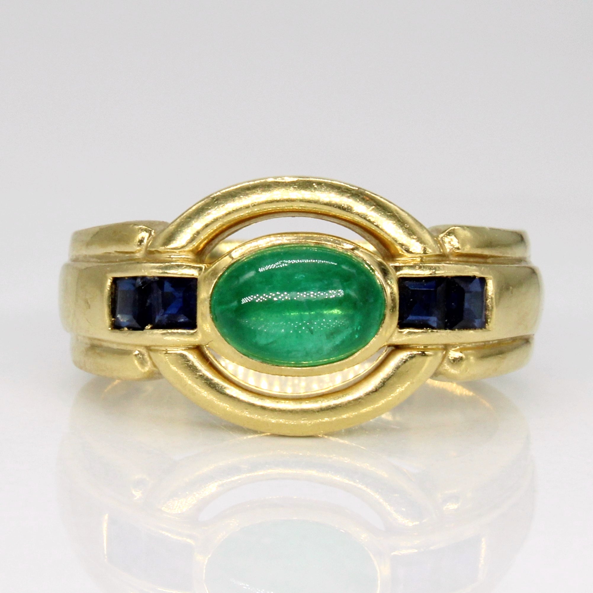 Emerald & Sapphire Cocktail Ring | 0.85ct, 0.28ctw | SZ 6 |