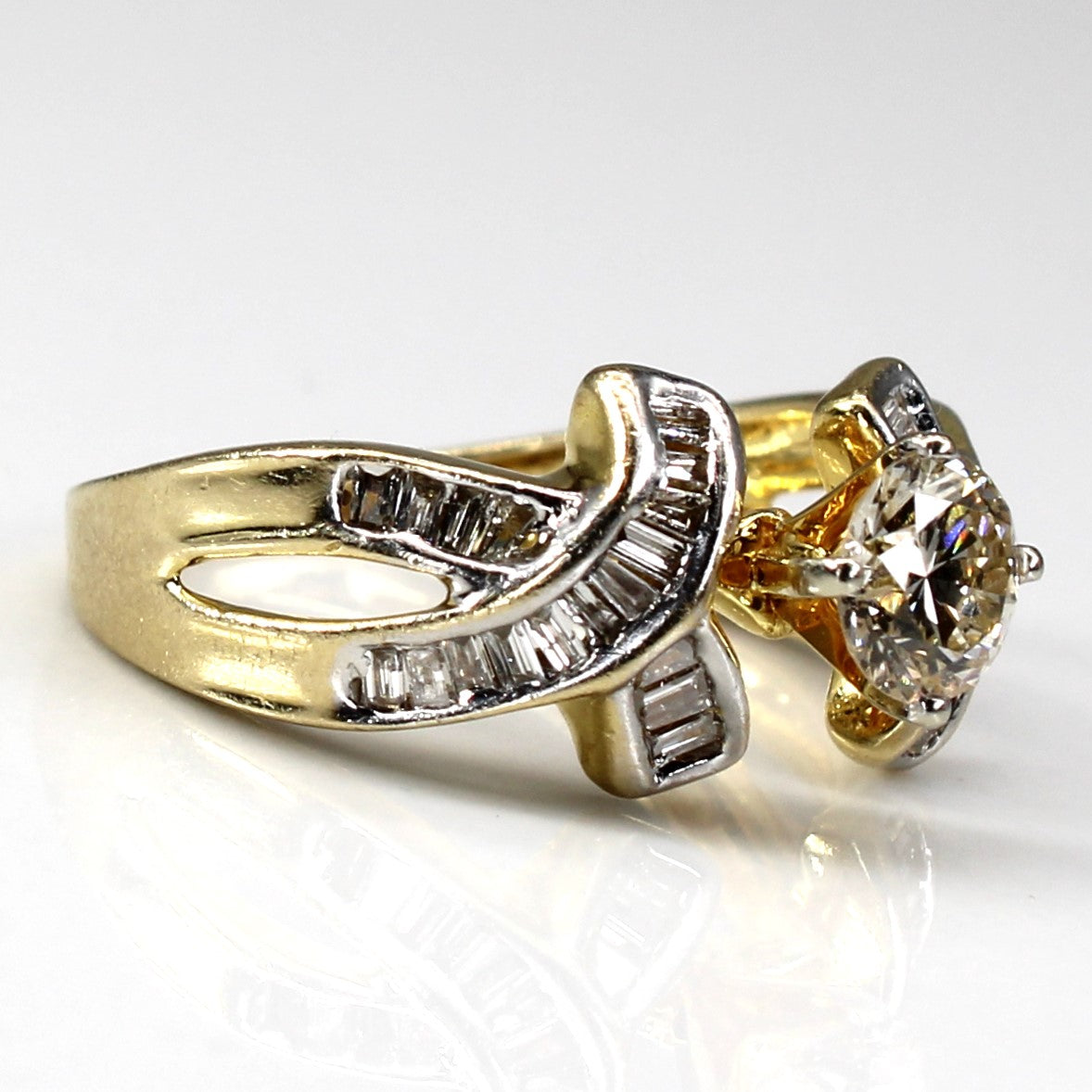 Crossover Multi Diamond Engagement Ring | 1.03ctw SI2/I1 J/K | SZ 6 |