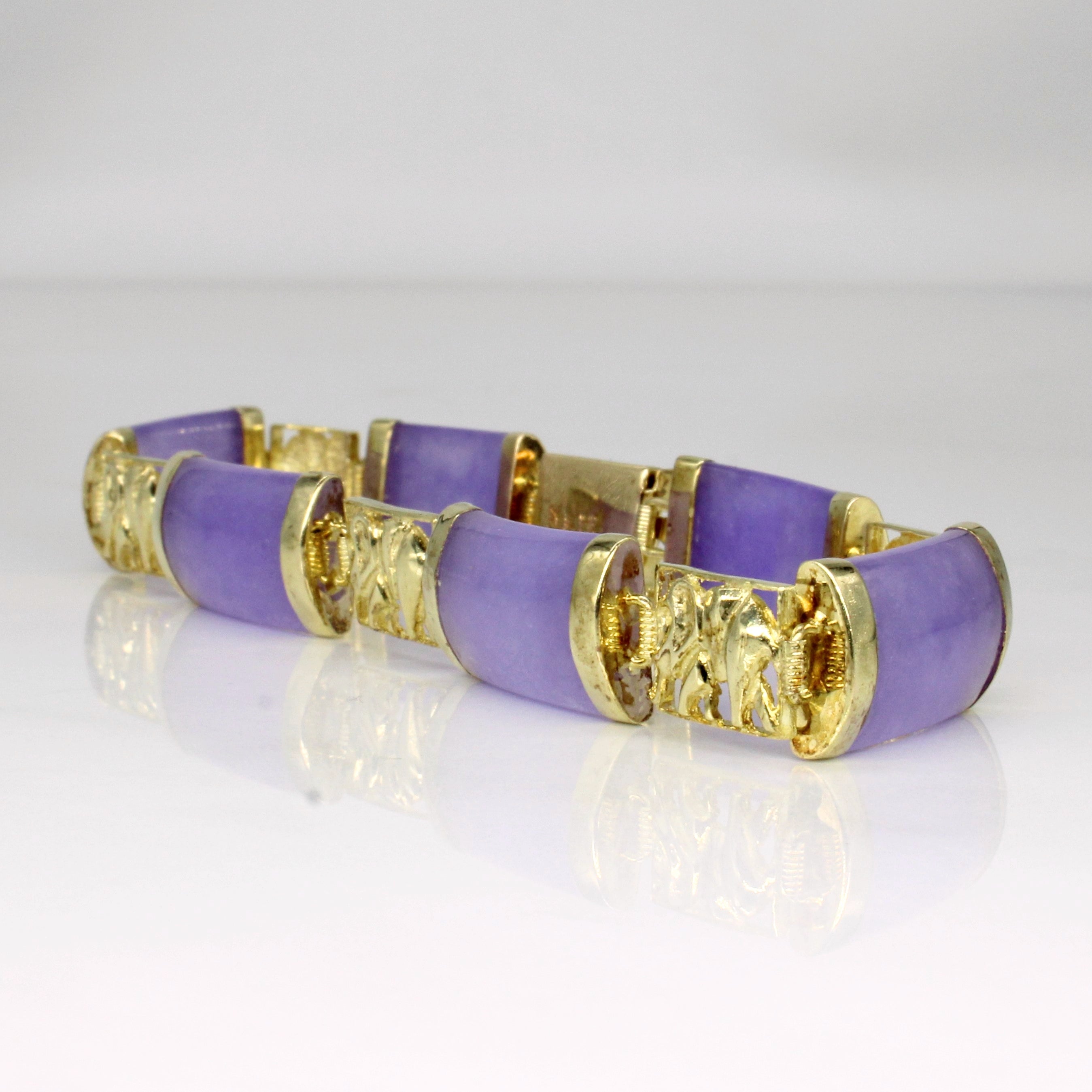 Lavender Jade Elephant Bracelet | 7.75" |