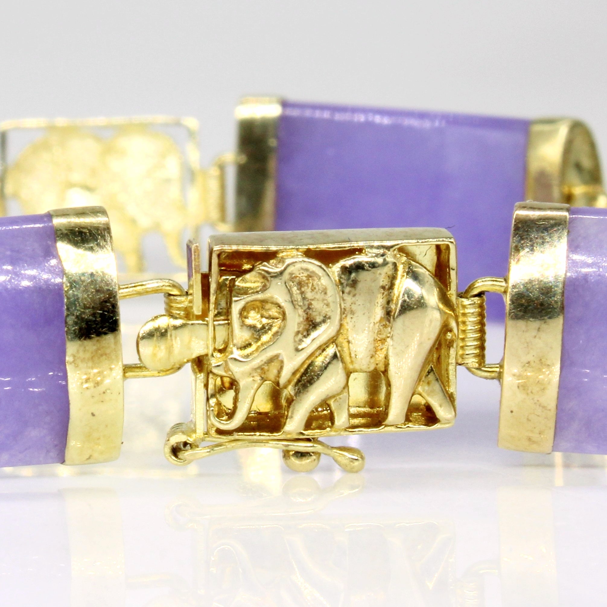Lavender Jade Elephant Bracelet | 7.75" |