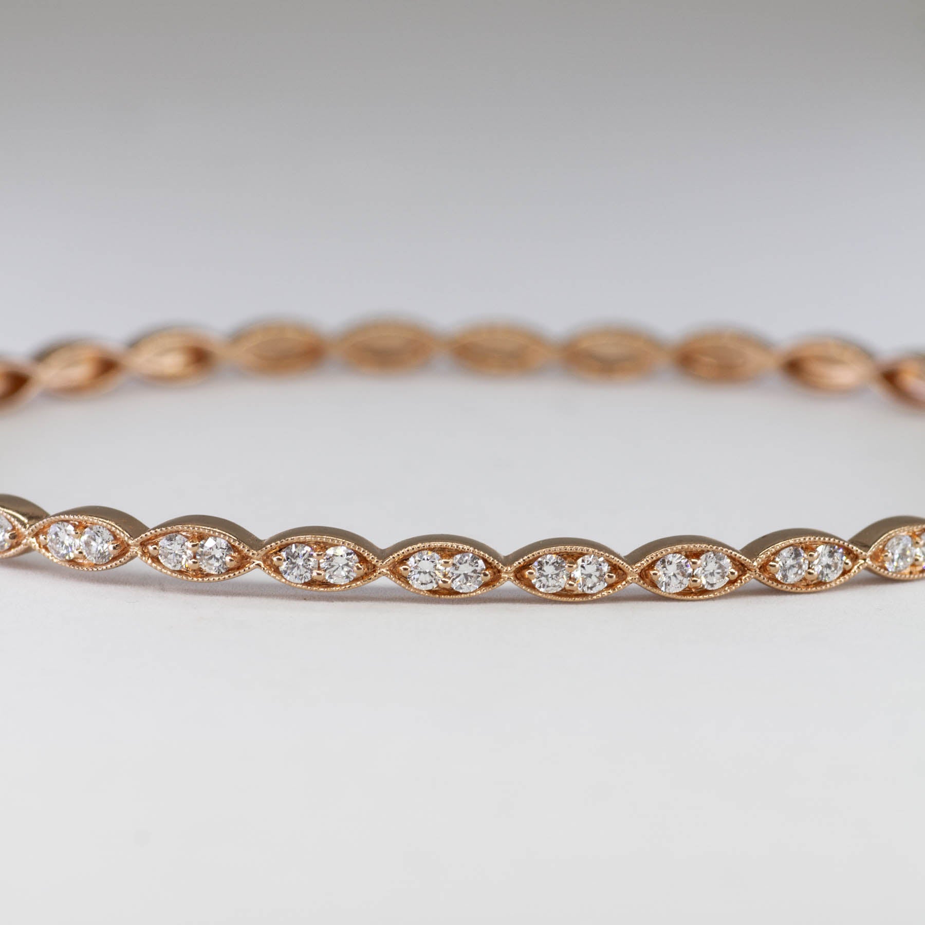 14k Half-Paved Scalloped Diamond Bangle | 1.00ctw | 6.75" |