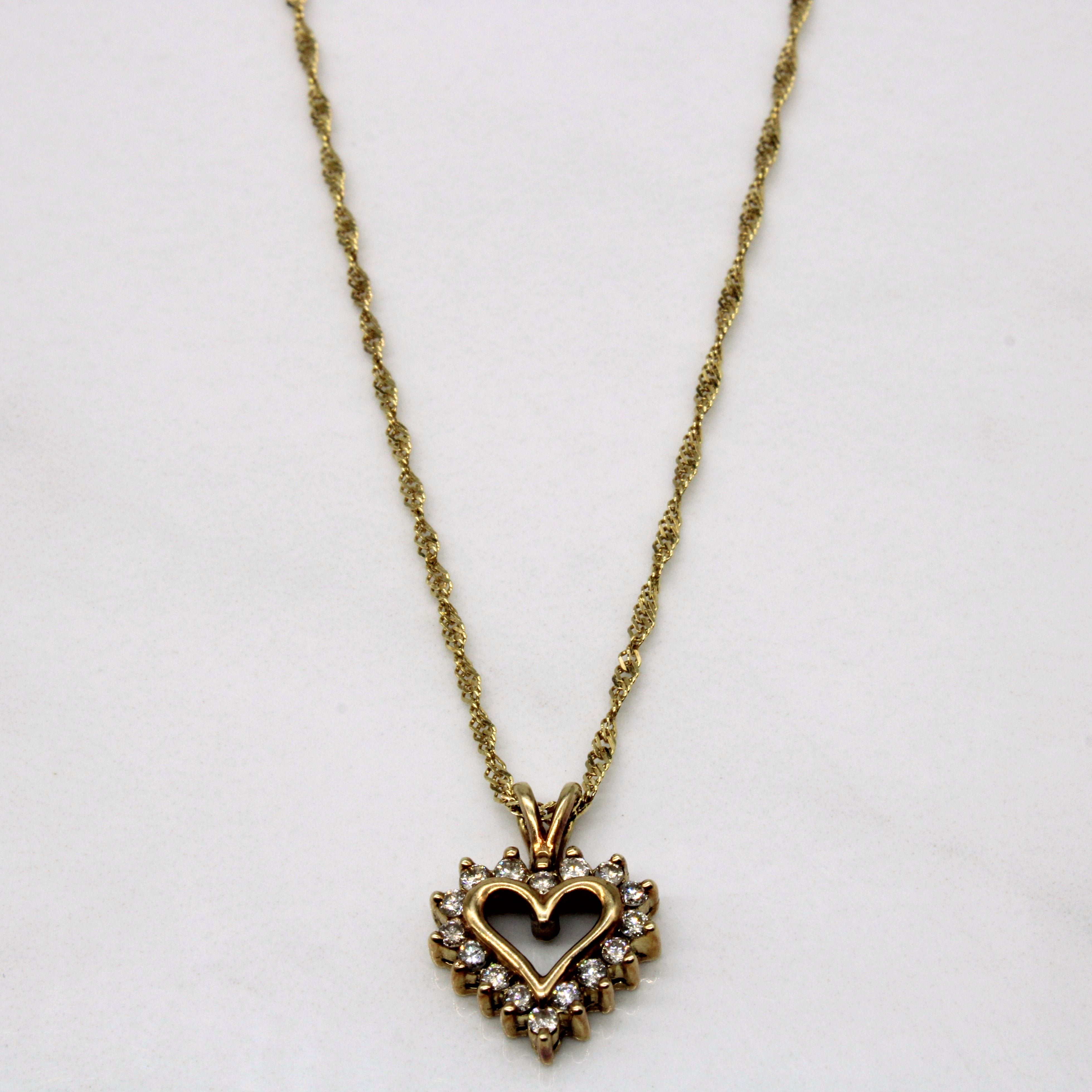 Diamond Heart Pendant & Necklace | 0.16ctw | 18" |