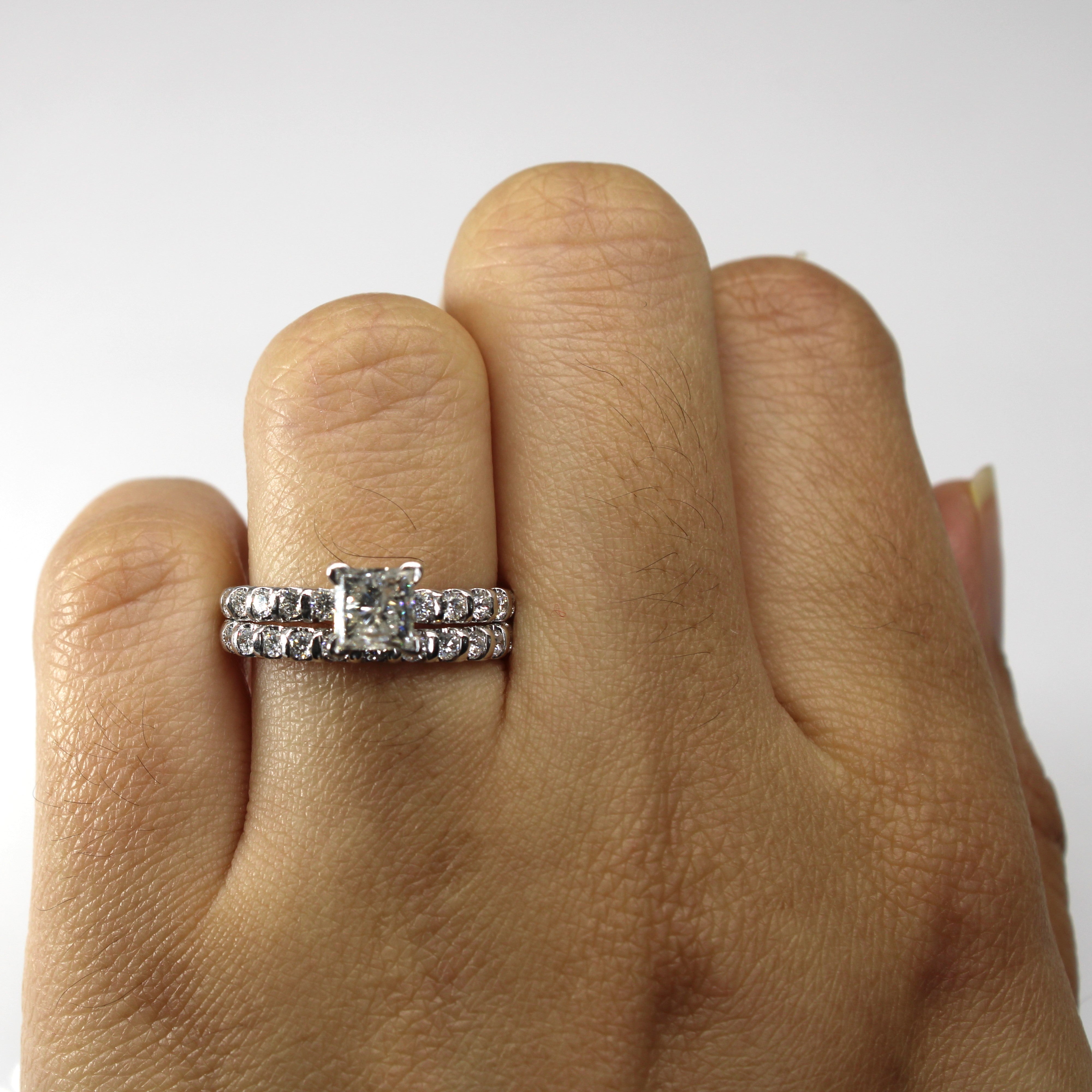 High Set Princess Diamond Soldered Engagement Ring | 1.55ctw I2/I3 G/H | SZ 6.5 |