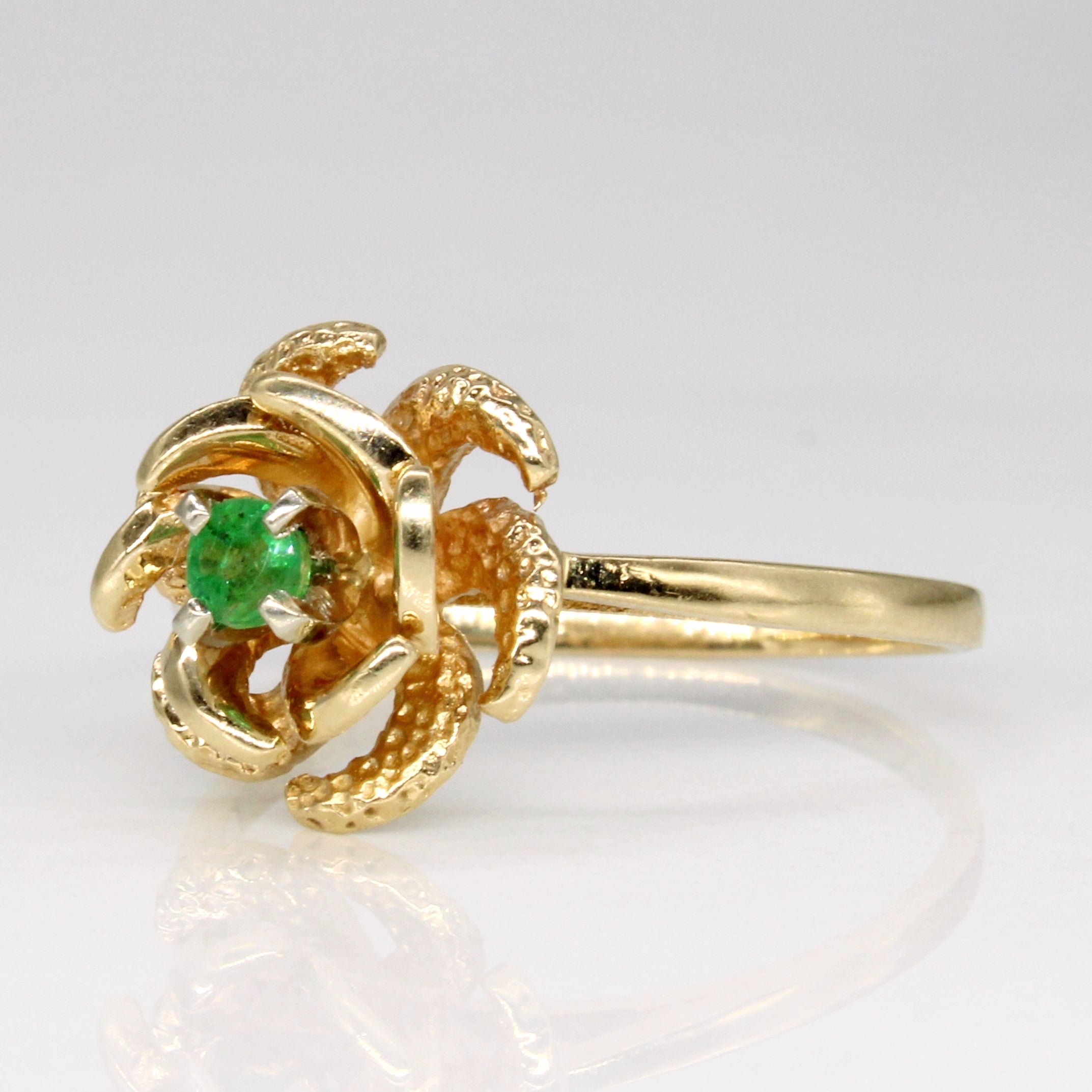 Emerald Flower Ring | 0.08ct | SZ 7.5 |