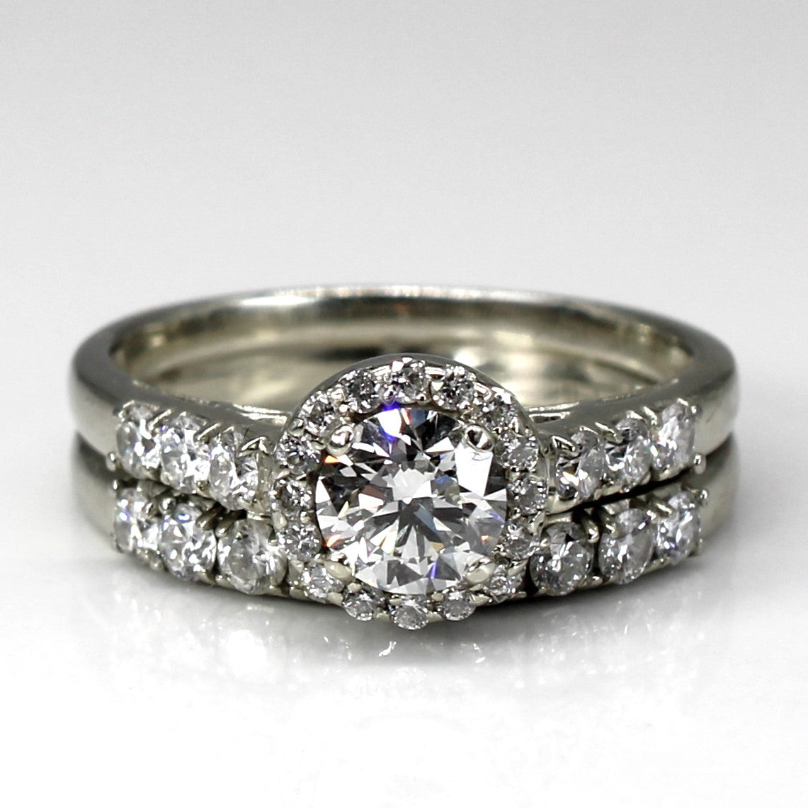 Bague de fiançailles sertie de diamants Halo | 1,37 ct SI2 G | Taille 7 |