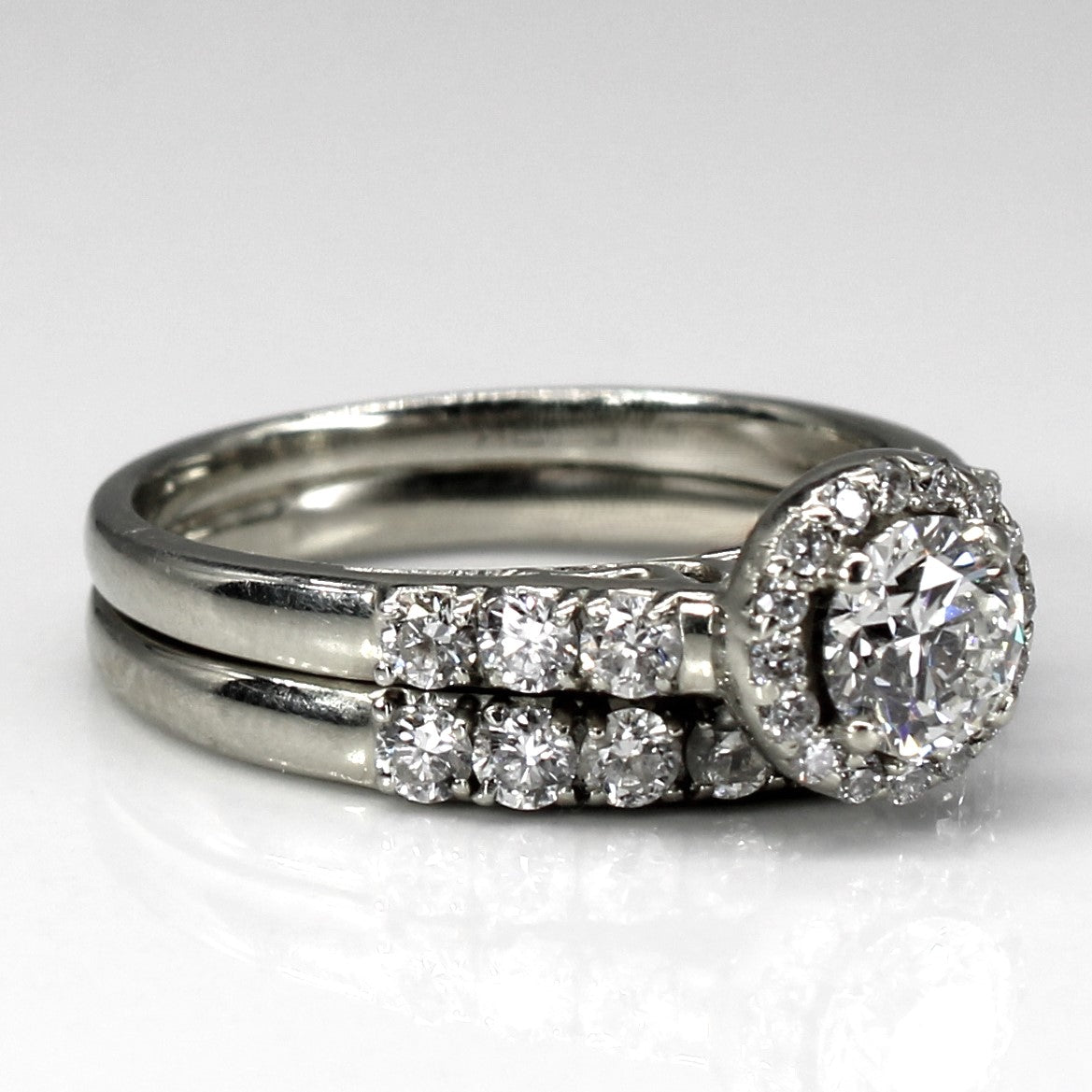 Bague de fiançailles sertie de diamants Halo | 1,37 ct SI2 G | Taille 7 |