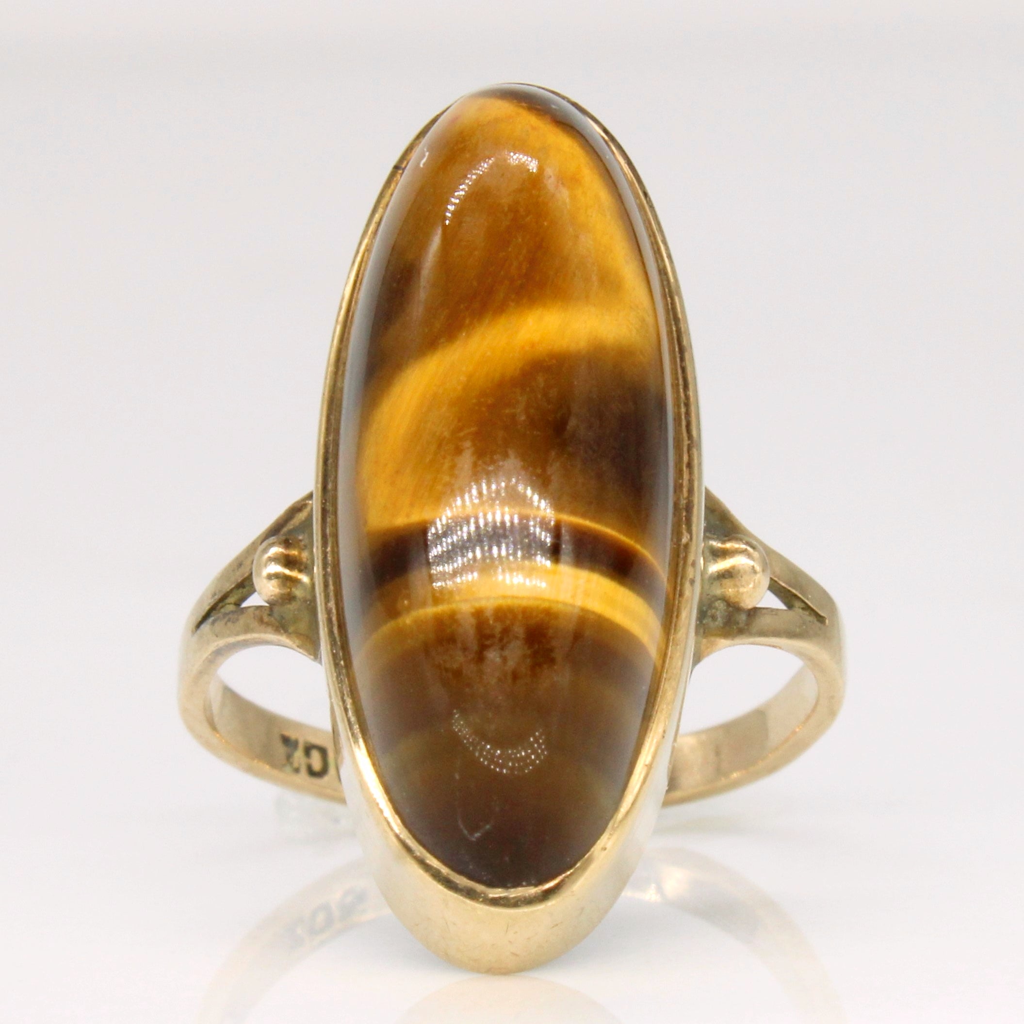 Tiger's Eye Quartz Cocktail Ring | 10.80ct | SZ 6 |