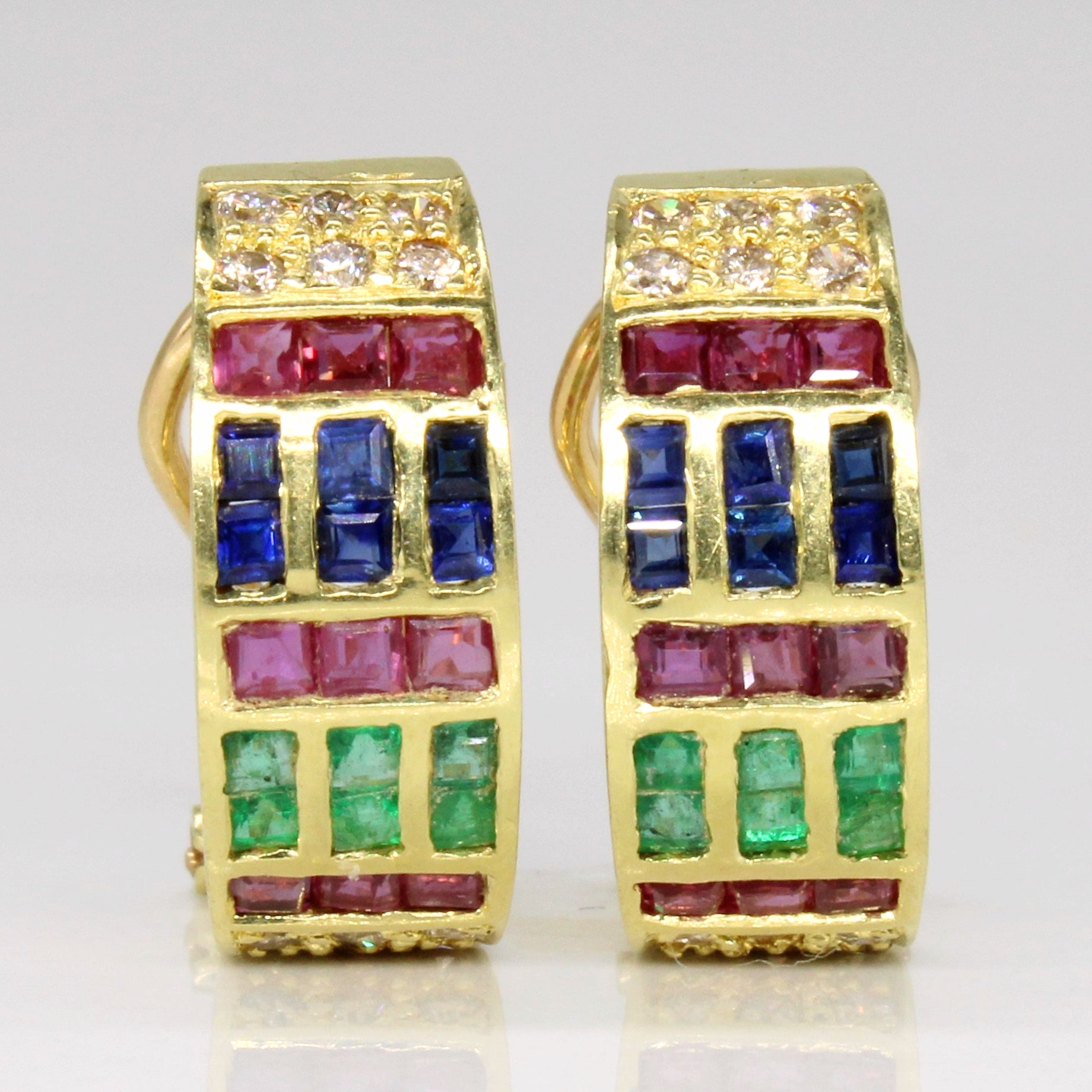 Multi Gem Half Hoop Earrings | 2.36ctw |
