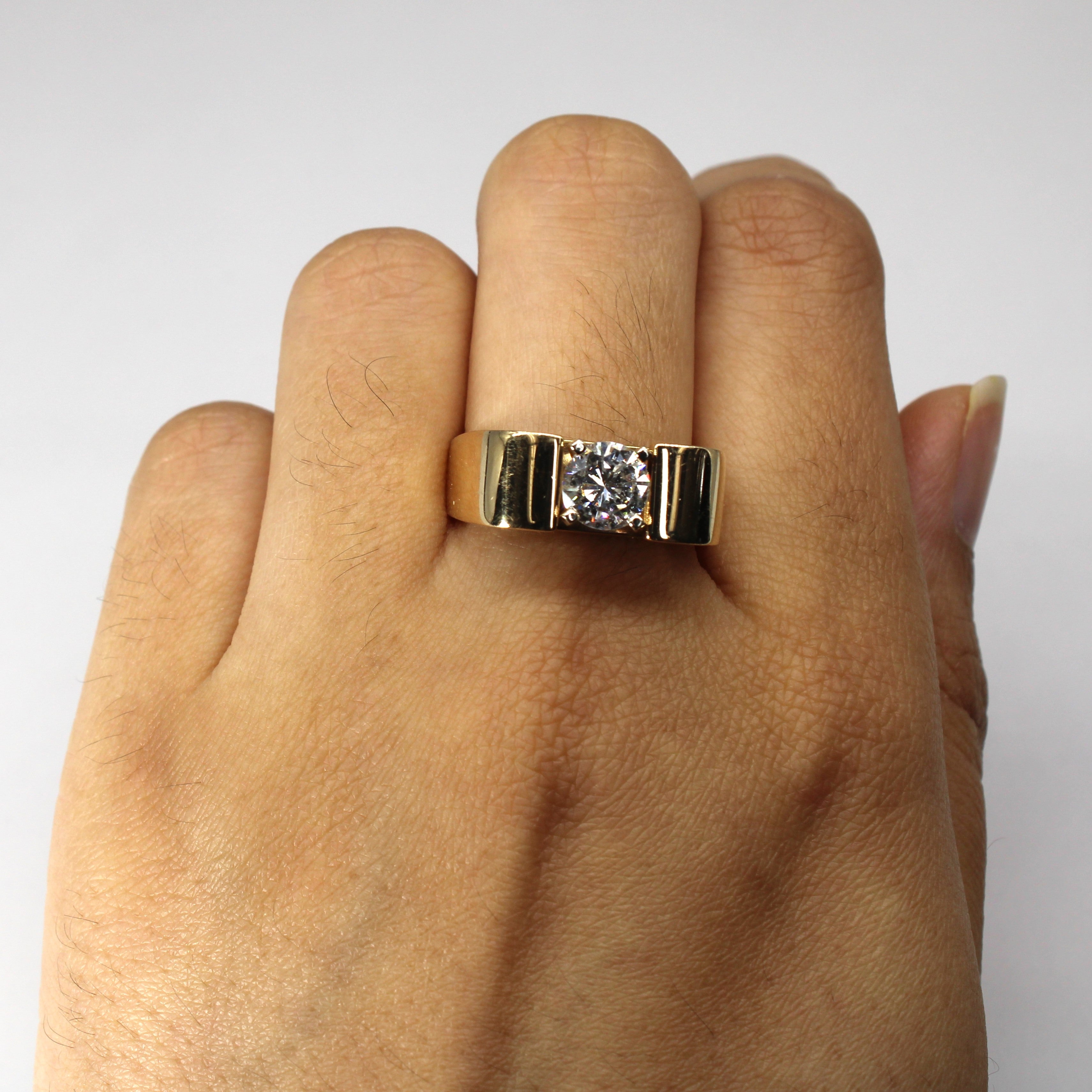 High Set Tapered Solitaire Diamond Ring | 1.10ct I1/I2 I/J | SZ 8 |