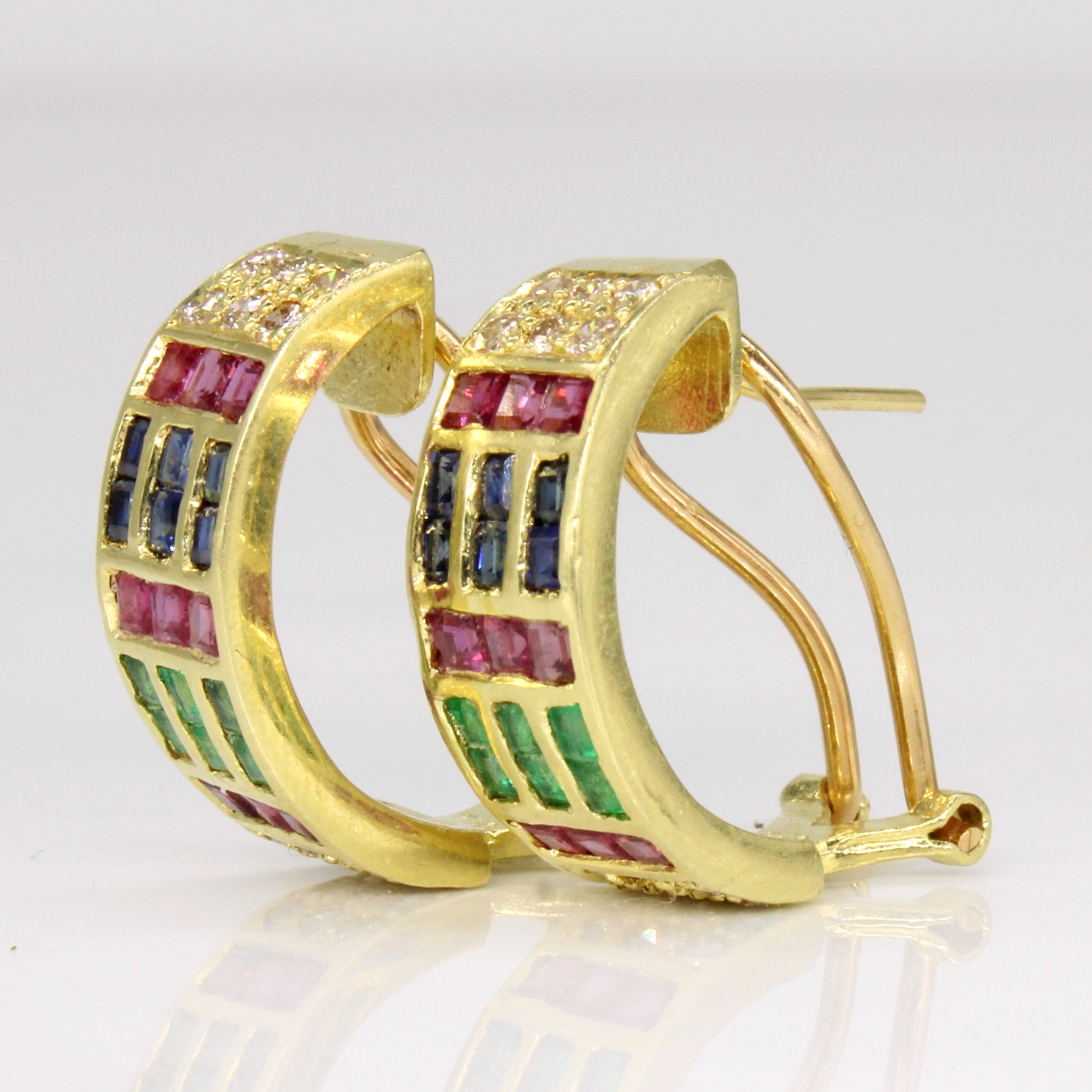 Multi Gem Half Hoop Earrings | 2.36ctw |