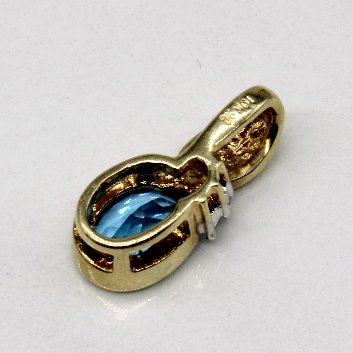 Blue Topaz & Diamond Pendant | 0.90ct, 0.03ctw |