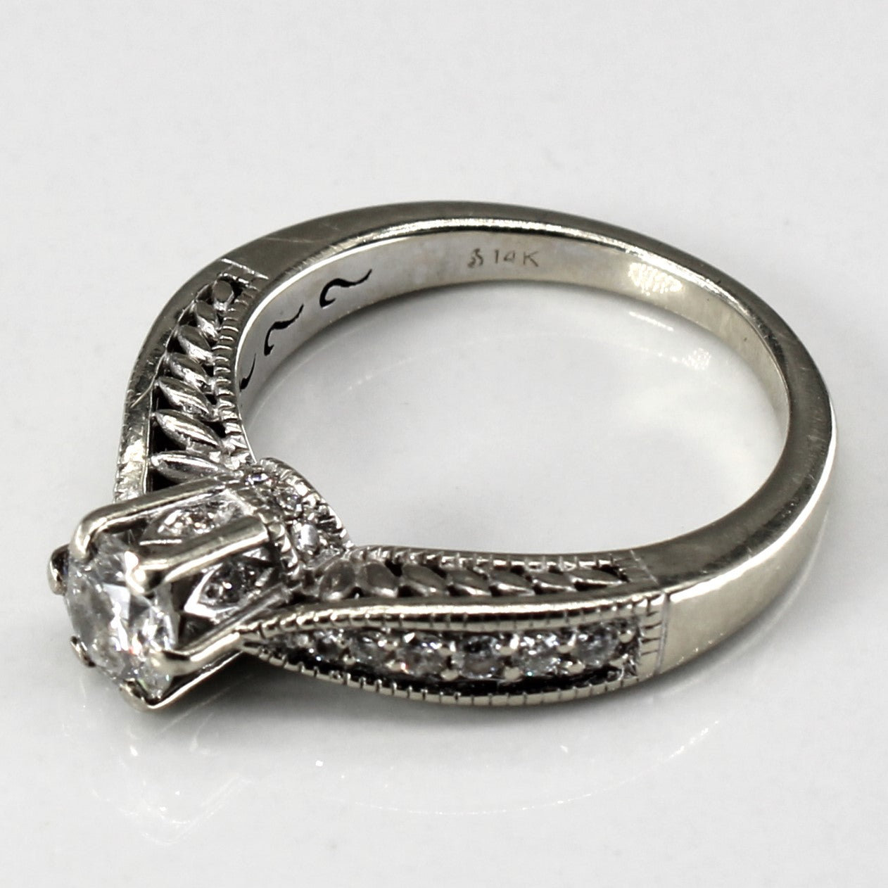Canadian Milgrain Detail Diamond Engagement Ring | 0.75ctw SI2 F | SZ 5.75 |