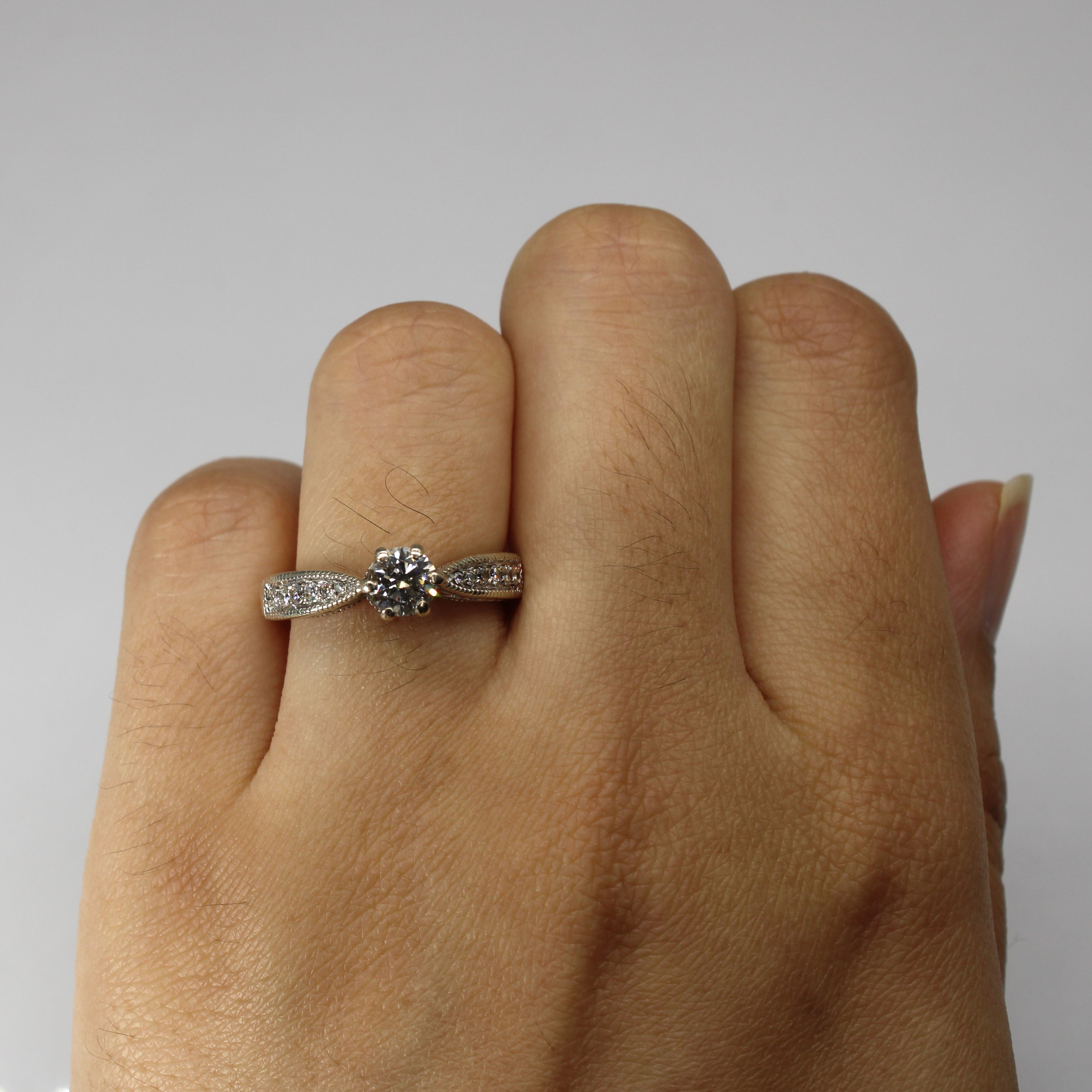 Canadian Milgrain Detail Diamond Engagement Ring | 0.75ctw SI2 F | SZ 5.75 |