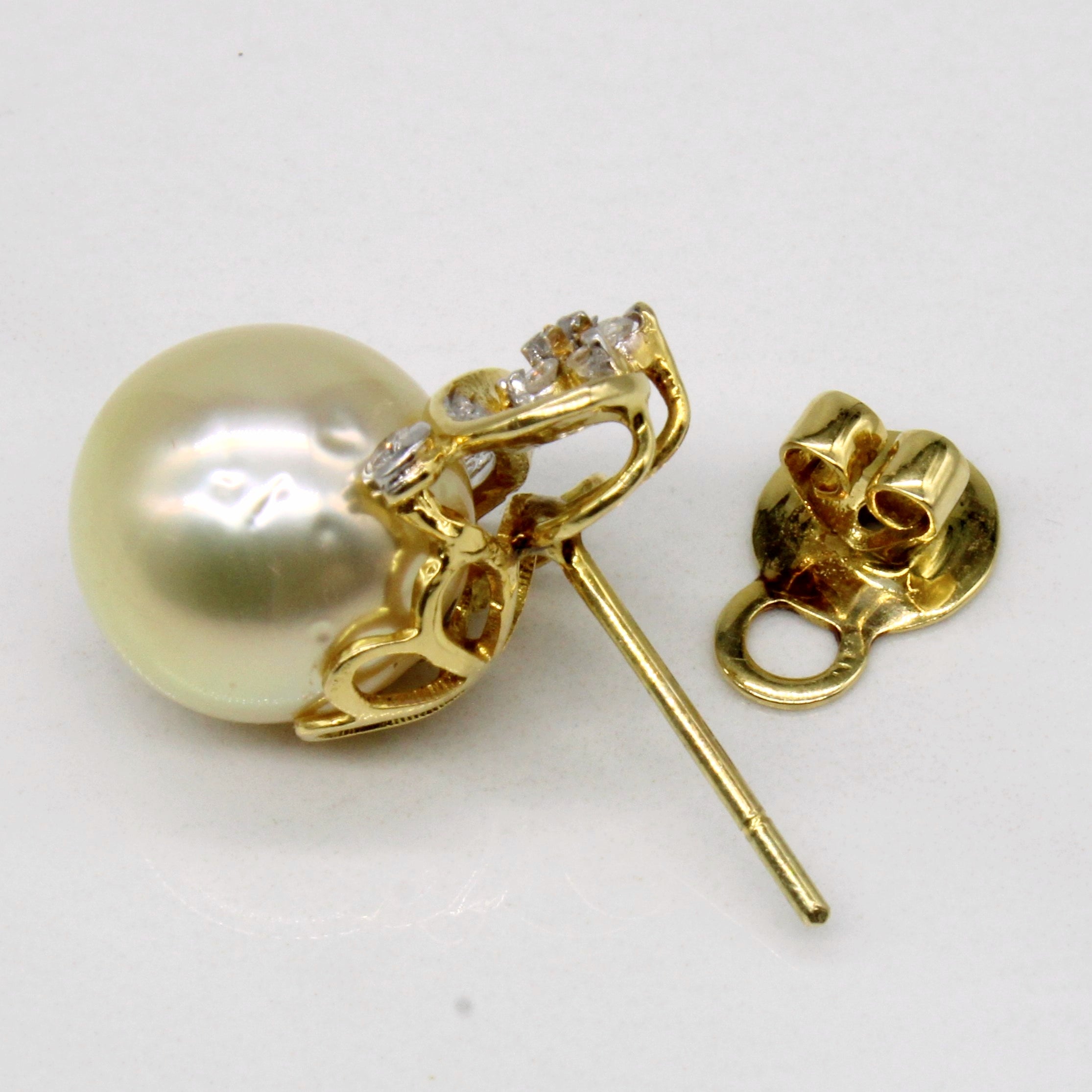 Imitation Pearl & Diamond Earrings | 0.16ctw |