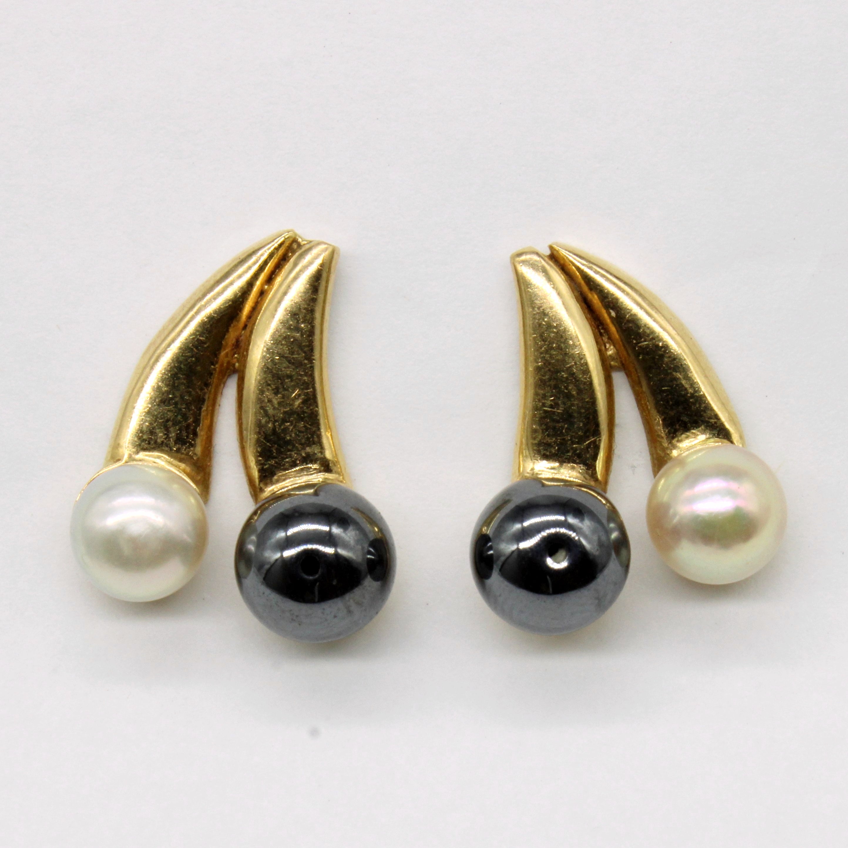 Pearl & Hematite Earrings