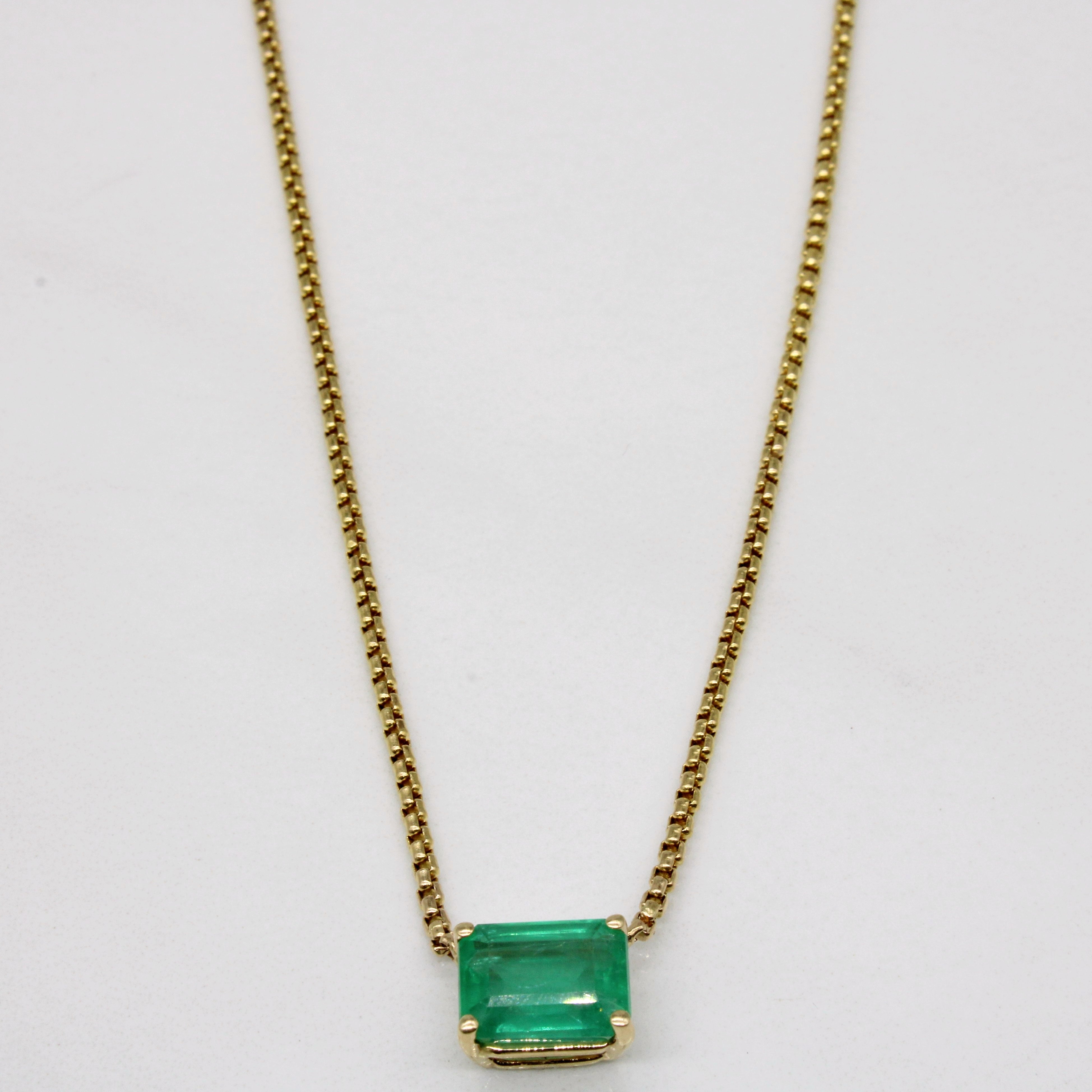 Emerald Pendant Necklace | 1.50ct | 16" |
