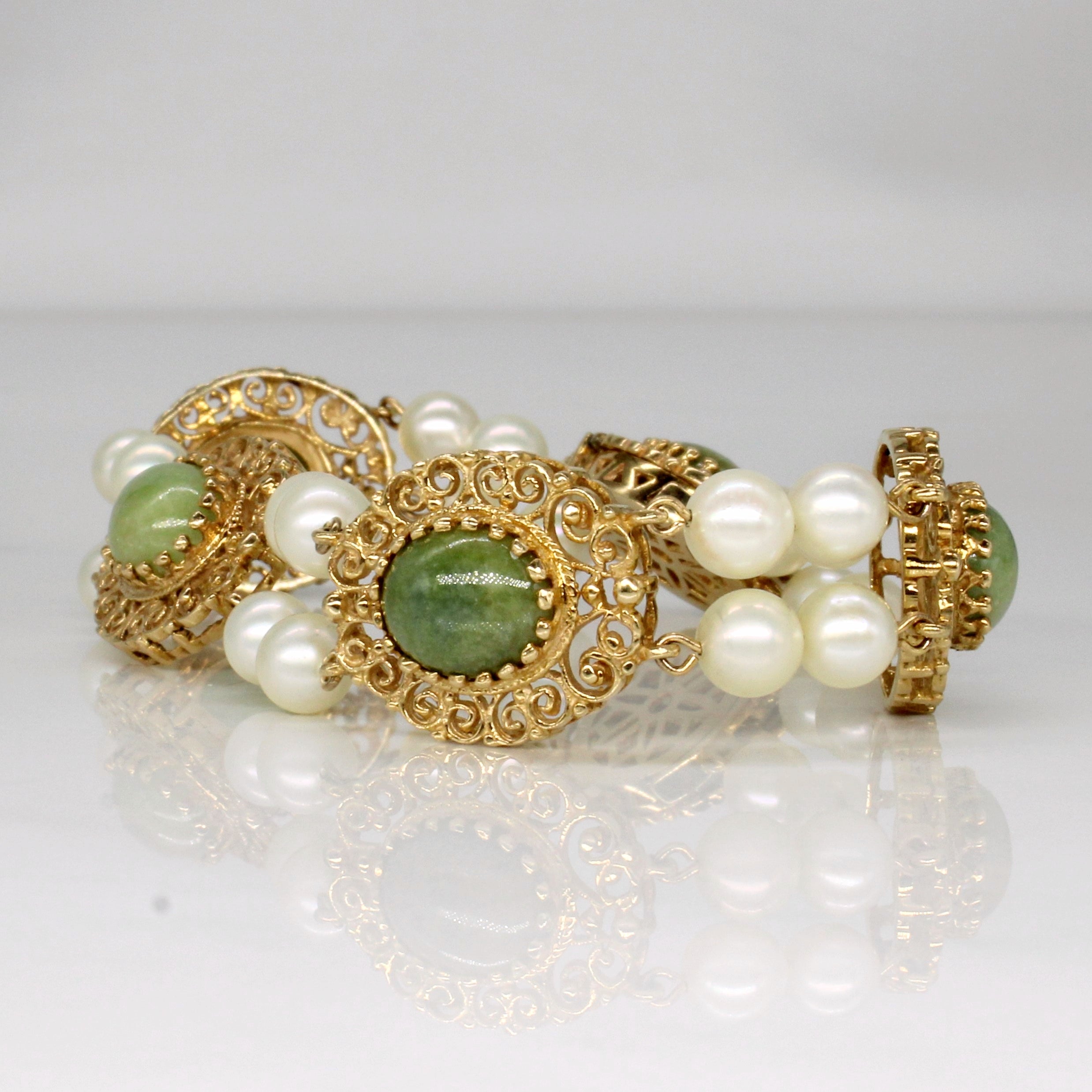 Serpentine & Pearl Bracelet | 15.00ctw | 7" |