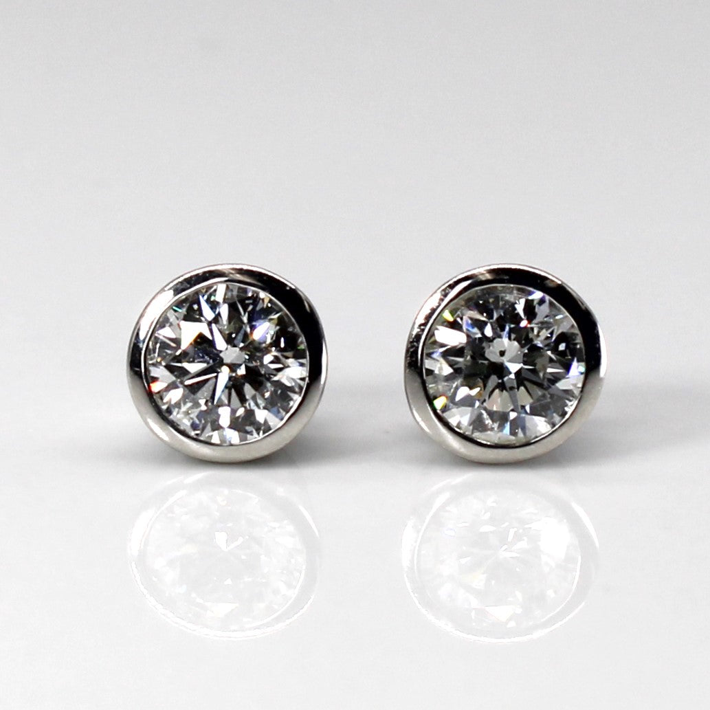 Bezel Set Diamond Stud Earrings | 1.20ctw SI2/I1 H/I |