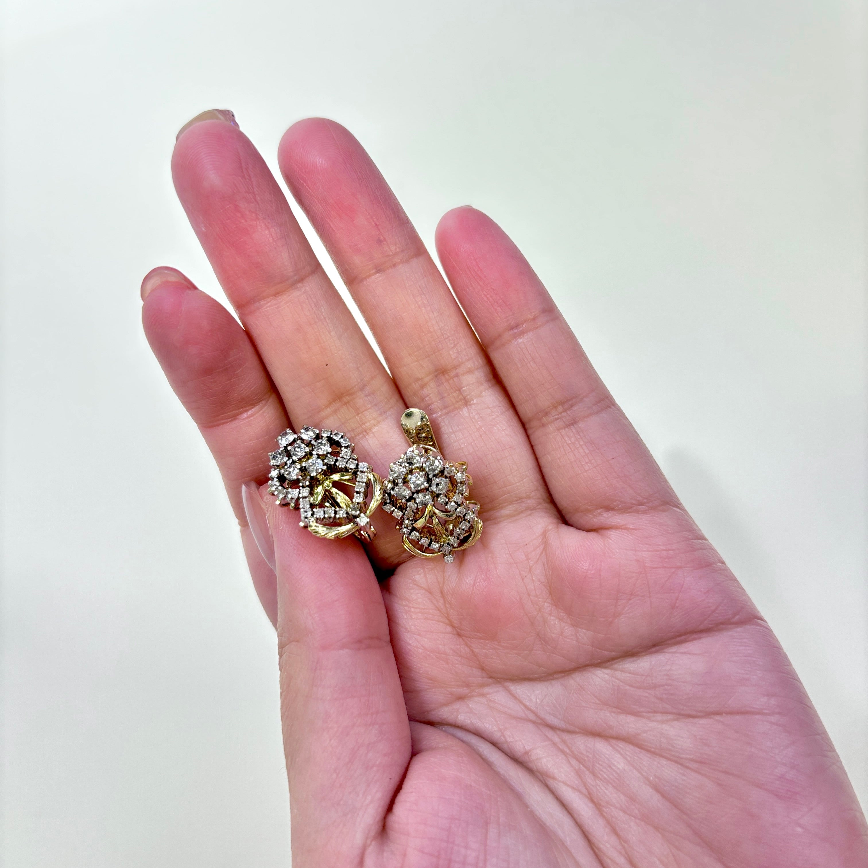 14K Yellow Gold Diamond Cluster Earrings | 1.22ctw |