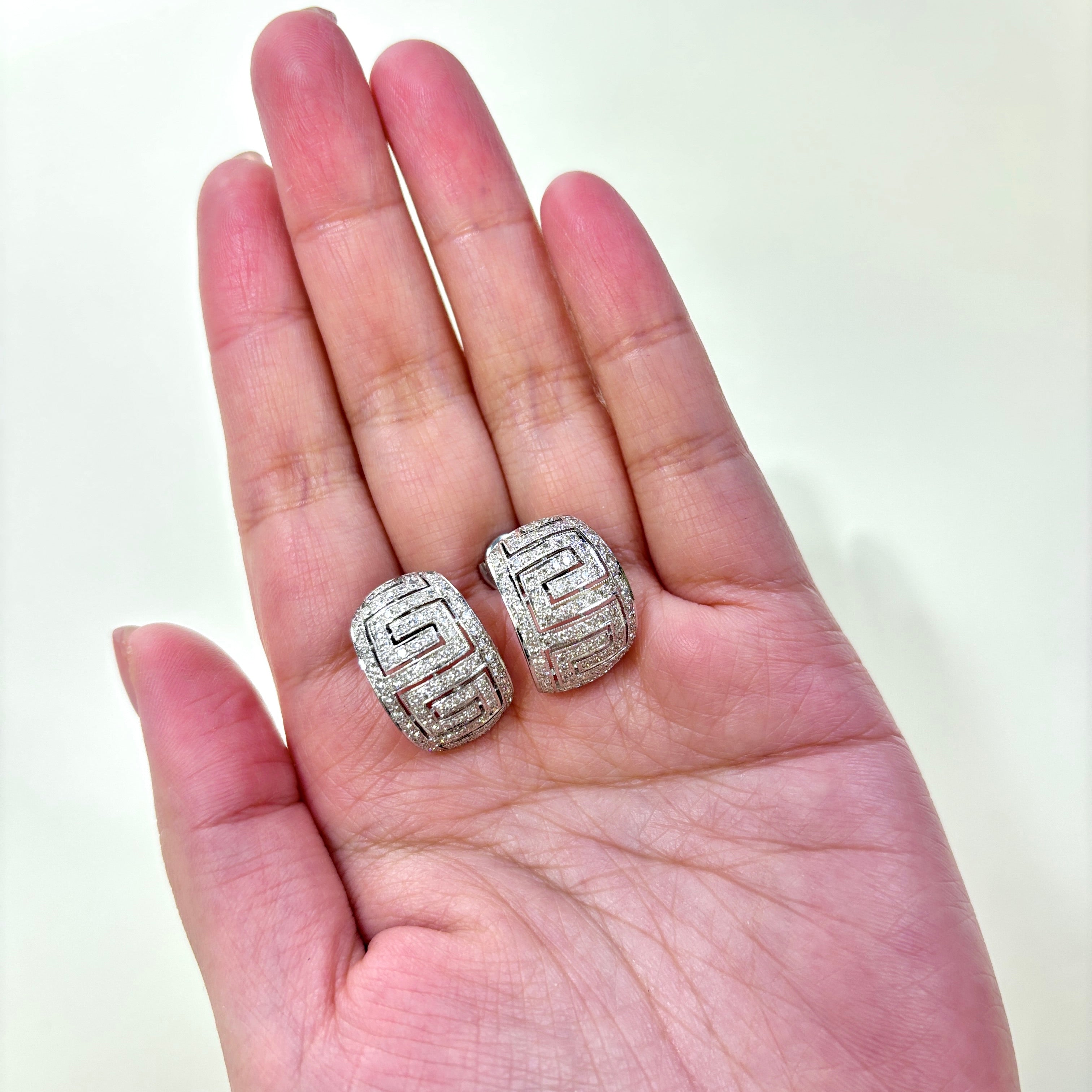 14K White Gold Diamond Cluster Stud Earrings | 1.85ctw