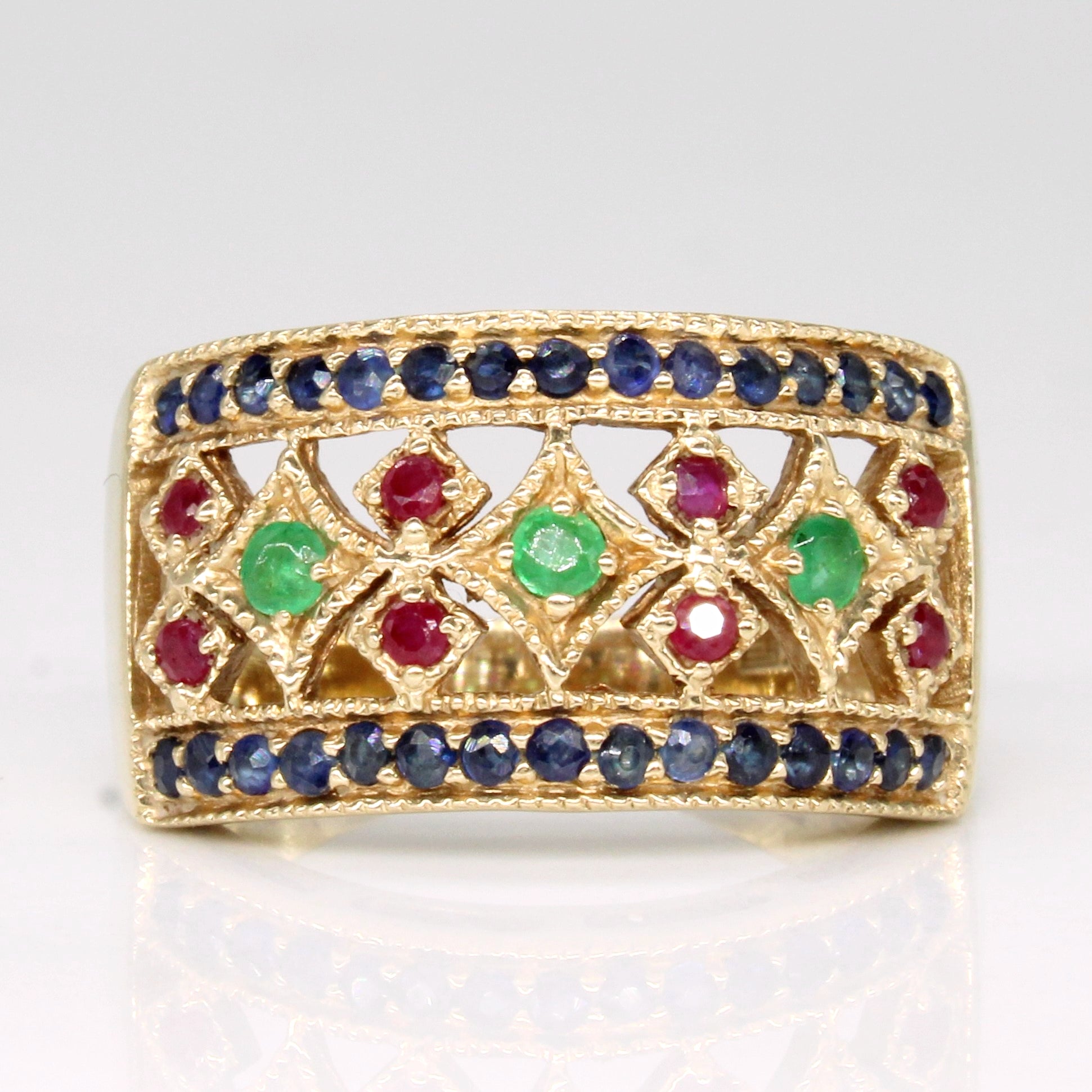 Multi Gem Ornate Ring | 0.51ctw | SZ 6 |