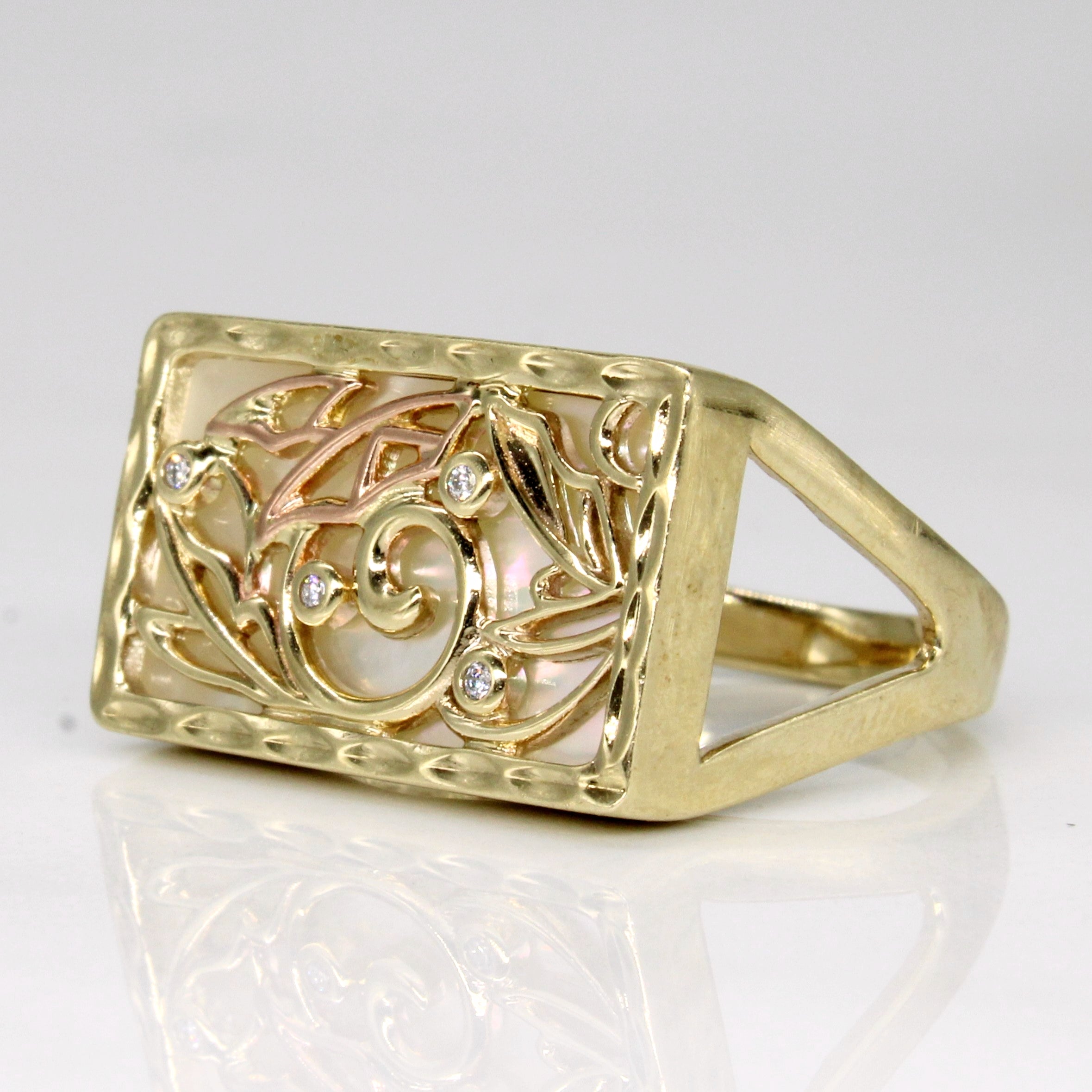Clogau Tylwyth Teg Mother of Pearl & Diamond Ring | 0.02ctw | SZ 6.75 |