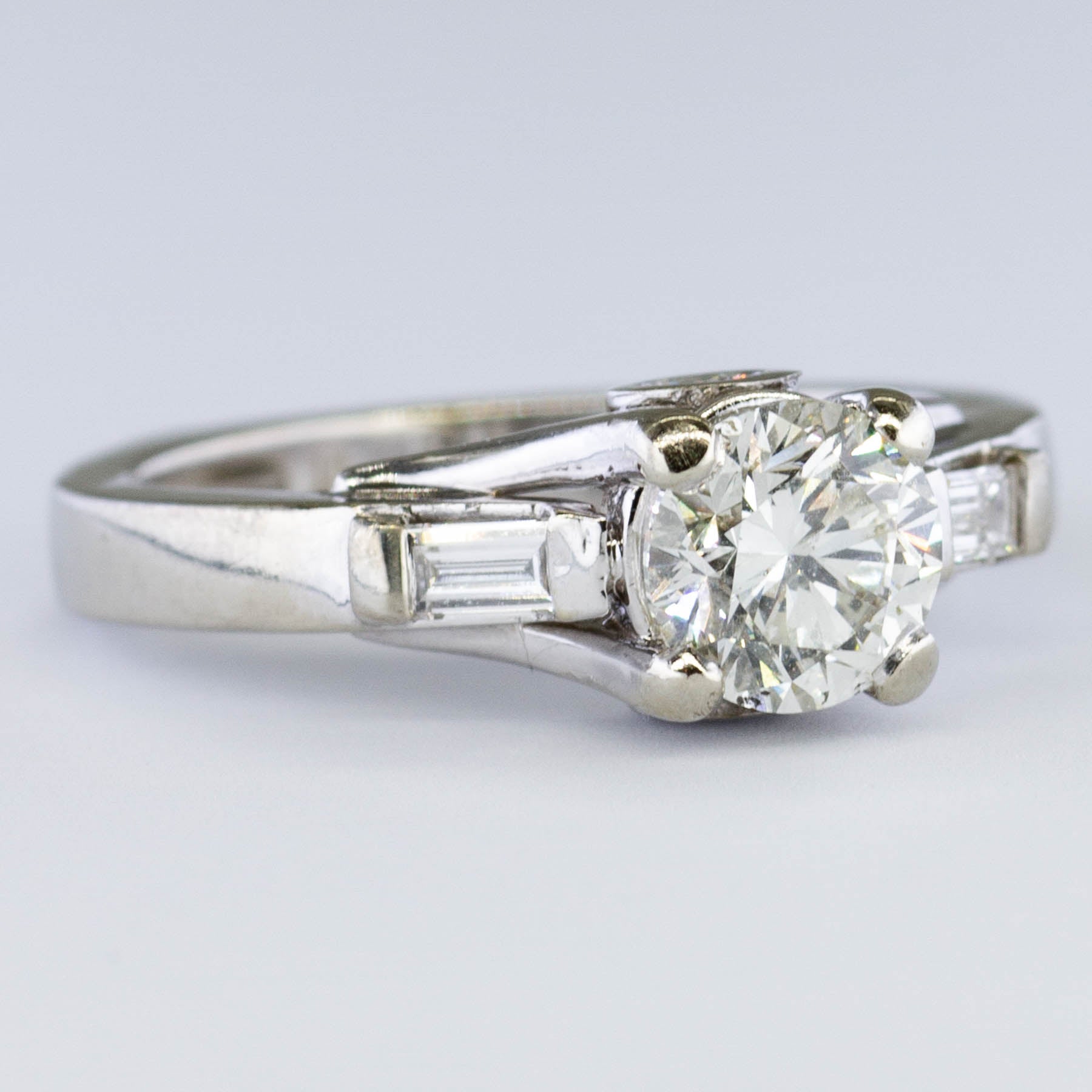 Diamond Engagement Ring with Baguette Accents | 1.30ctw | SI2 K/L | SZ 5.5 |