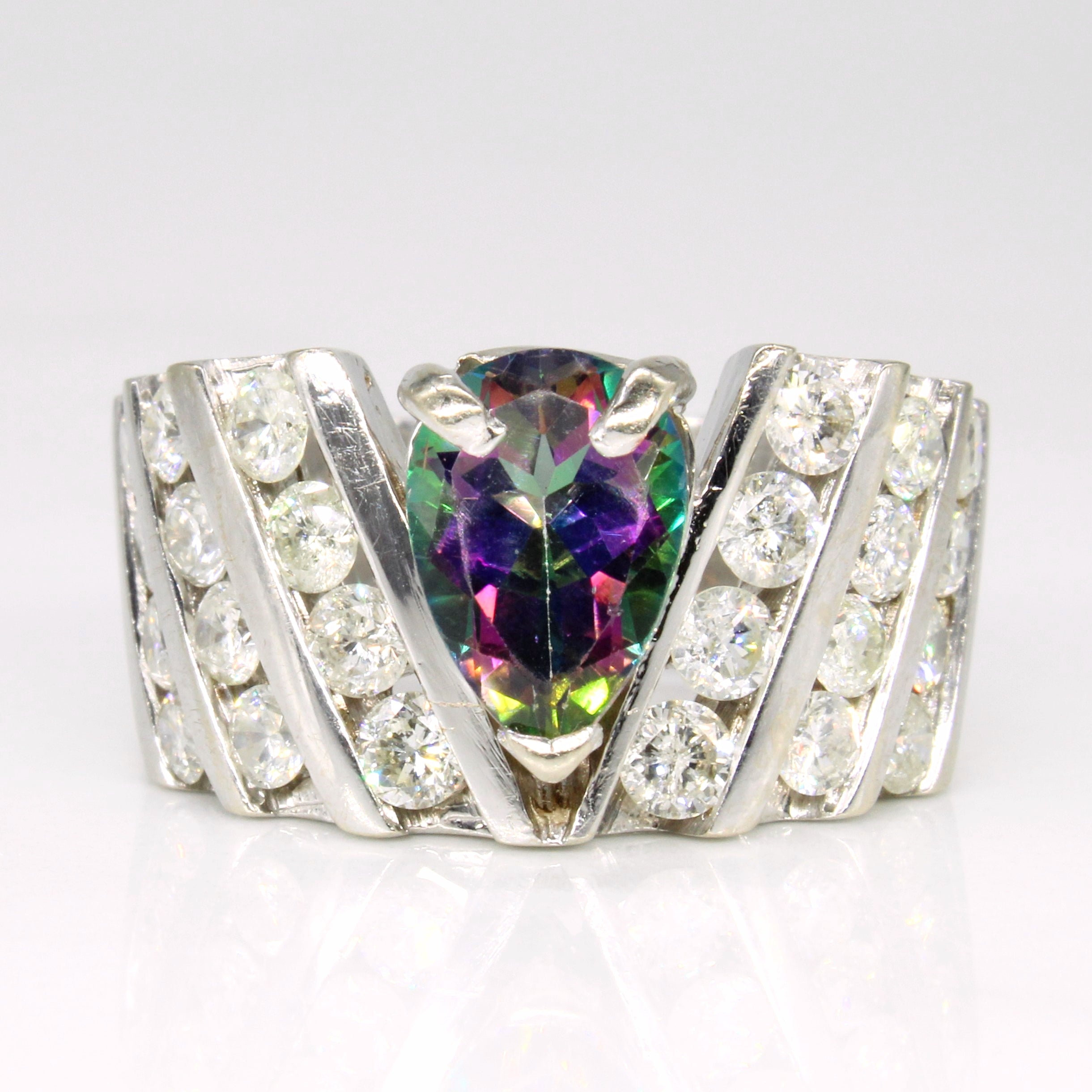 Mystic Topaz & Diamond Cocktail Ring | 2.00ct, 2.00ctw | SZ 8 |