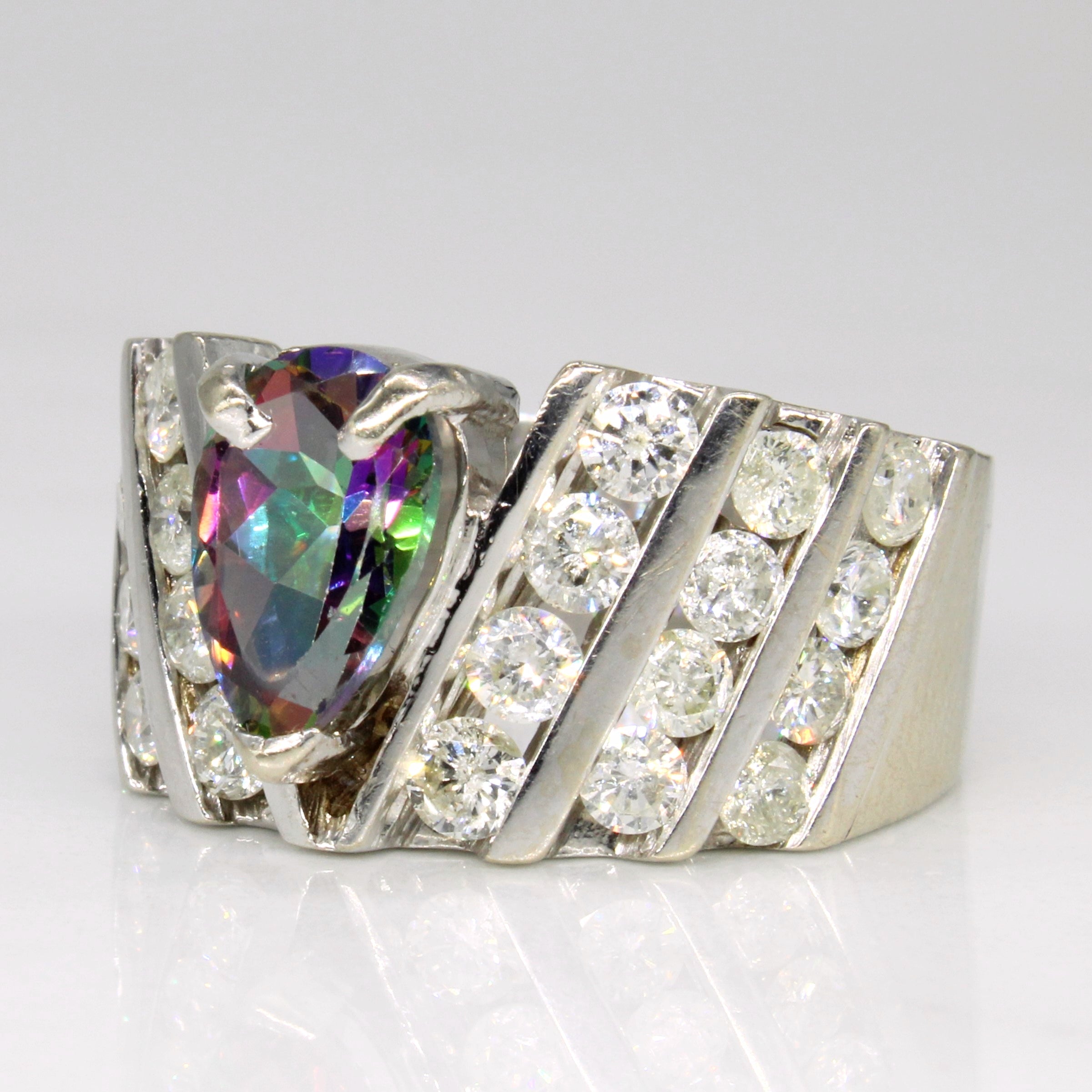 Mystic Topaz & Diamond Cocktail Ring | 2.00ct, 2.00ctw | SZ 8 |