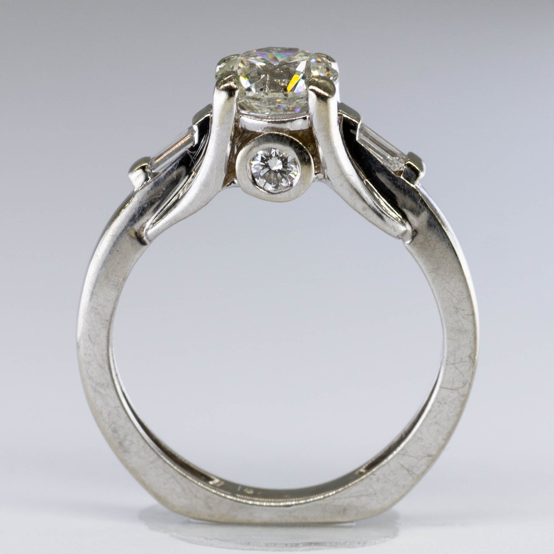 Diamond Engagement Ring with Baguette Accents | 1.30ctw | SI2 K/L | SZ 5.5 |