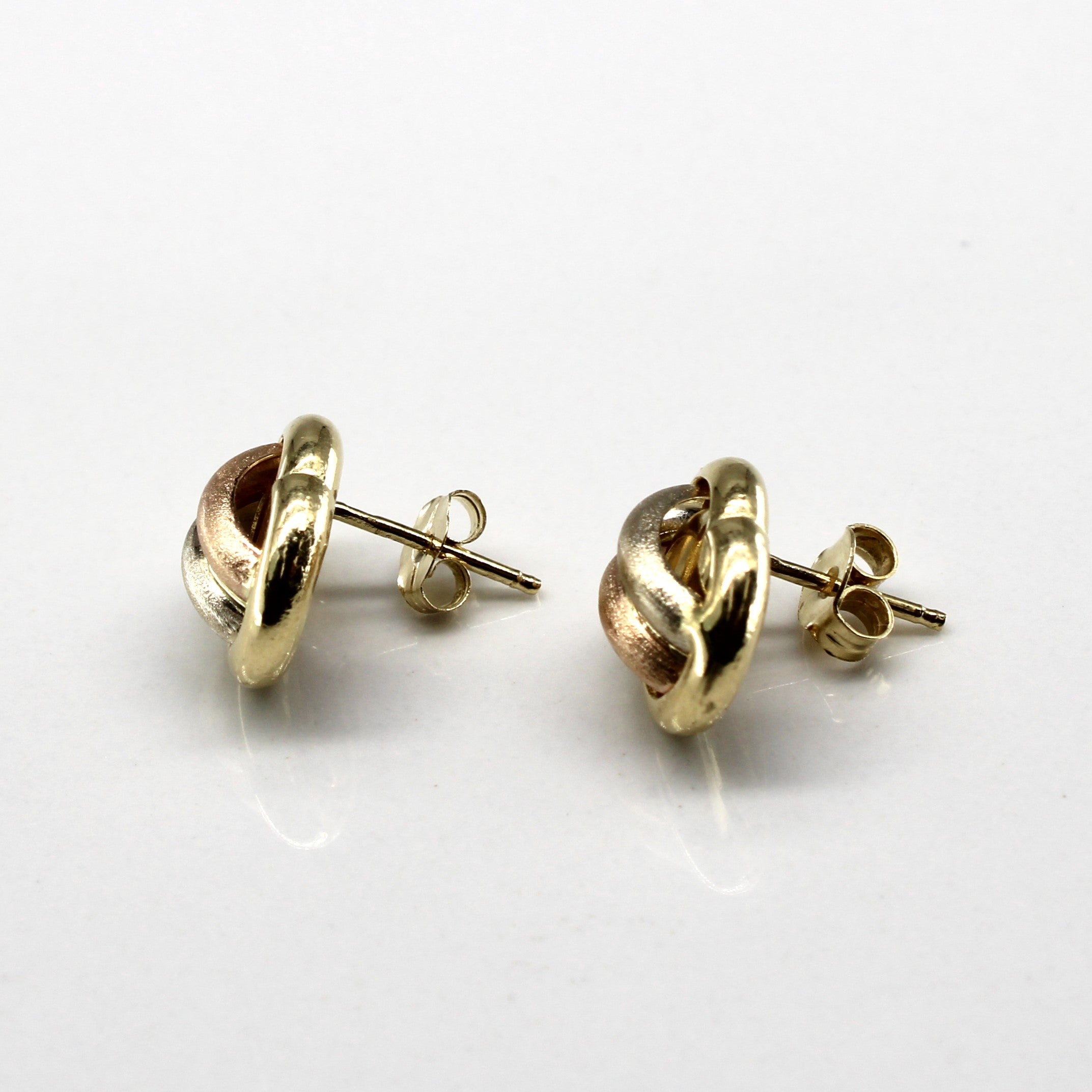 Two Tone Gold Dome Stud Earrings