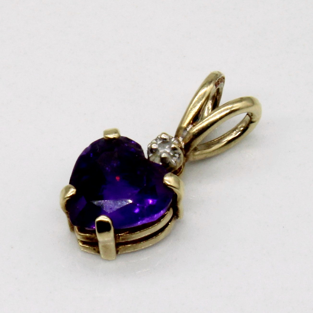 Amethyst Heart & Diamond Pendant | 1.10ct, 0.01ct |